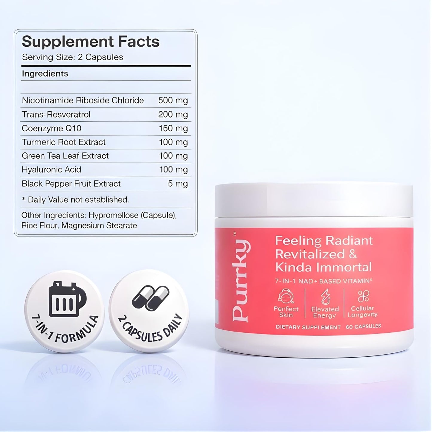Purrky NAD+ Supplement for Women Capsule 60 Count