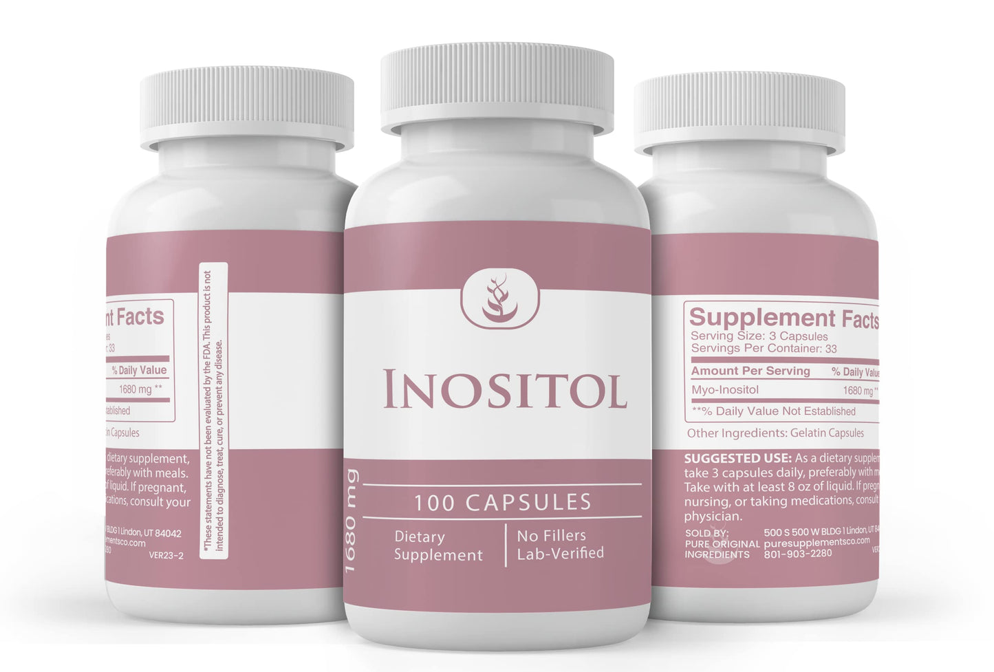 PURE ORIGINAL INGREDIENTS Inositol Capsule 100 Capsules