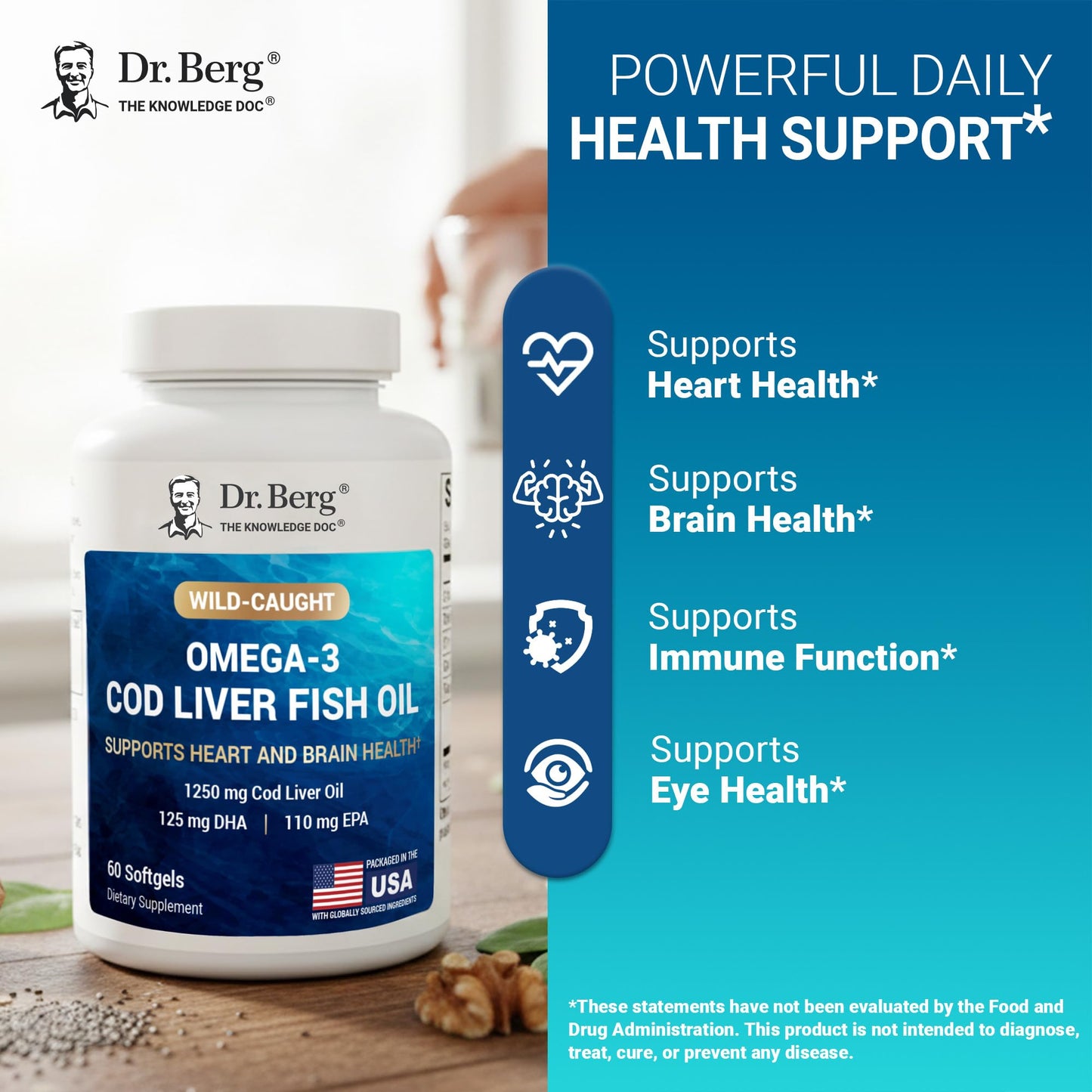 Dr. Berg Nutritionals Omega-3 Cod Liver Fish Oil Softgels 60