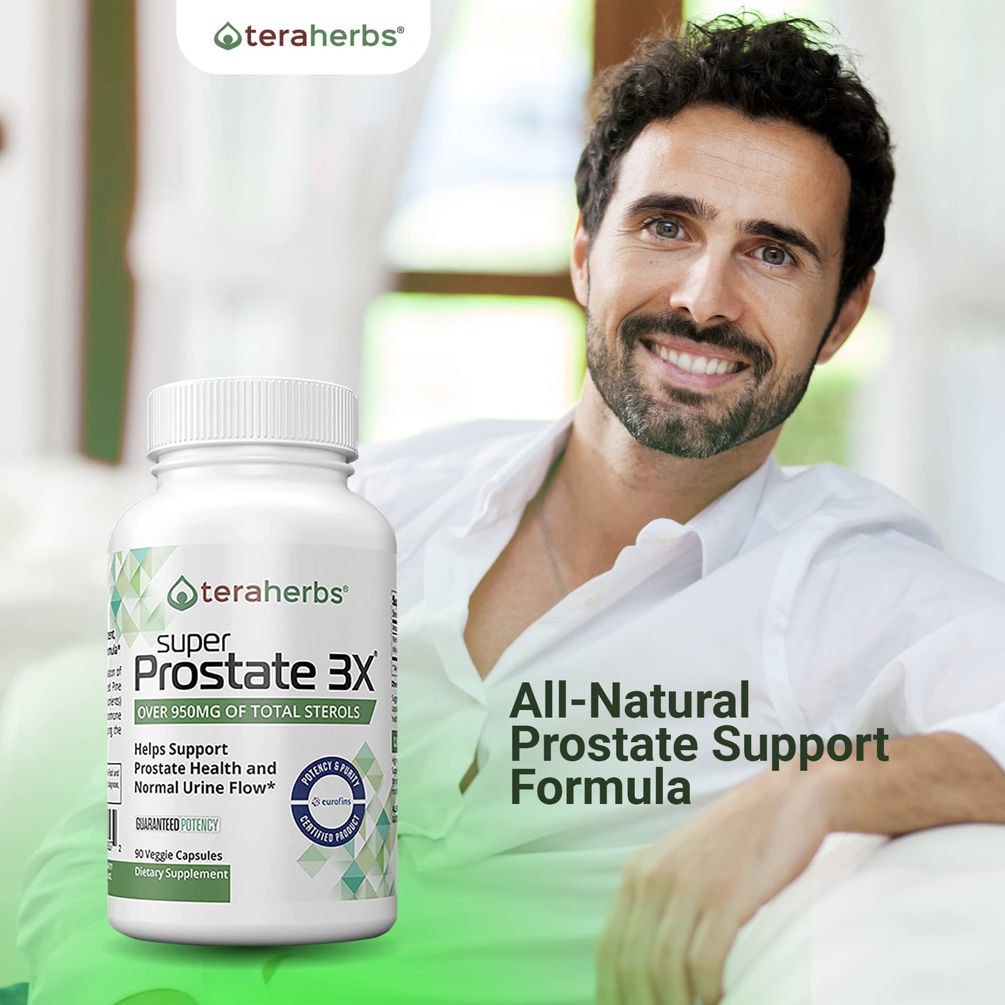 teraherbs Super Prostate 3X - Bladder Control & Support for Enlarged Prostate & Frequent Urination - Prostate Supplements for Men, 90 Capsules