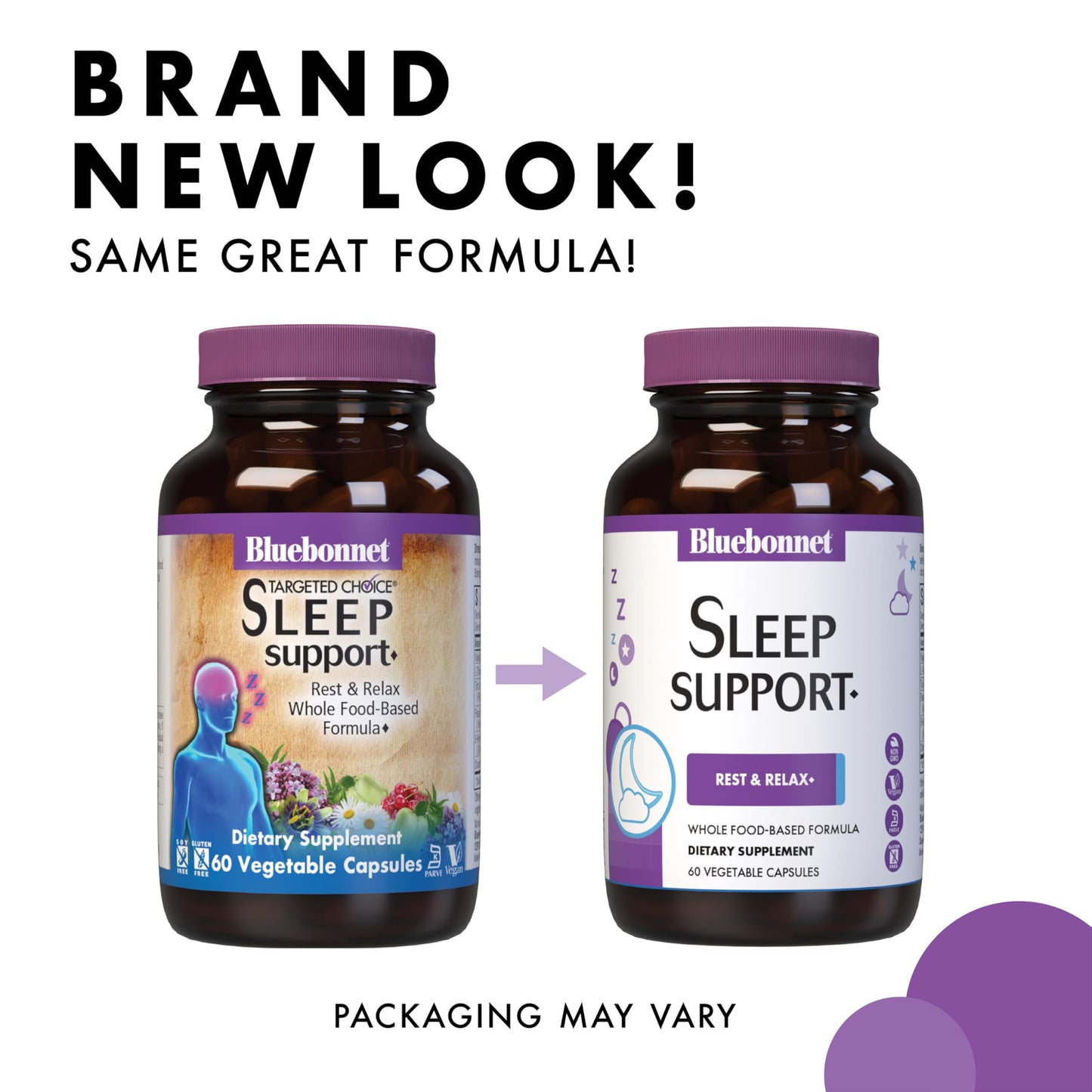 BlueBonnet Sleep Support, Rest & Relaxation Whole Food-Based Formula*, 60 Capsules