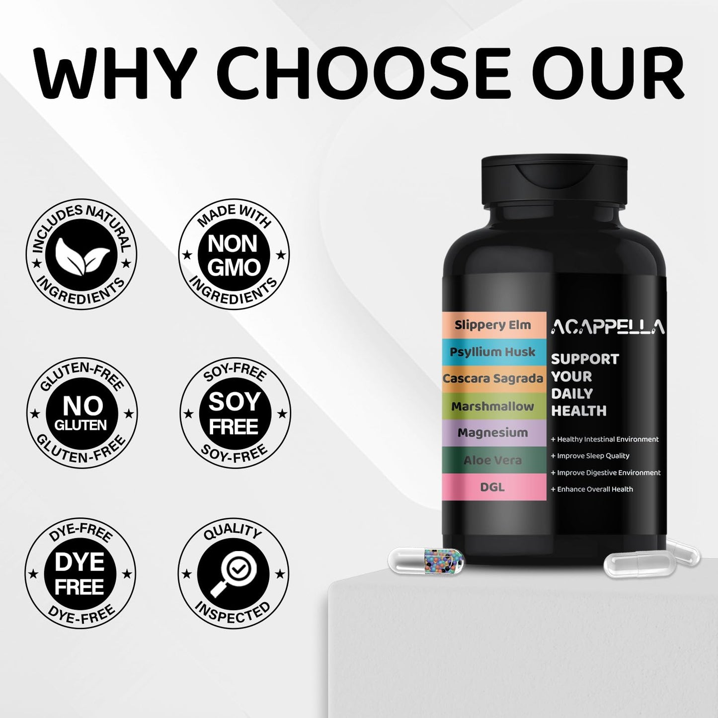 ACAPPELLA Magnesium Glycinate Probiotic for Women Capsules 120 Count