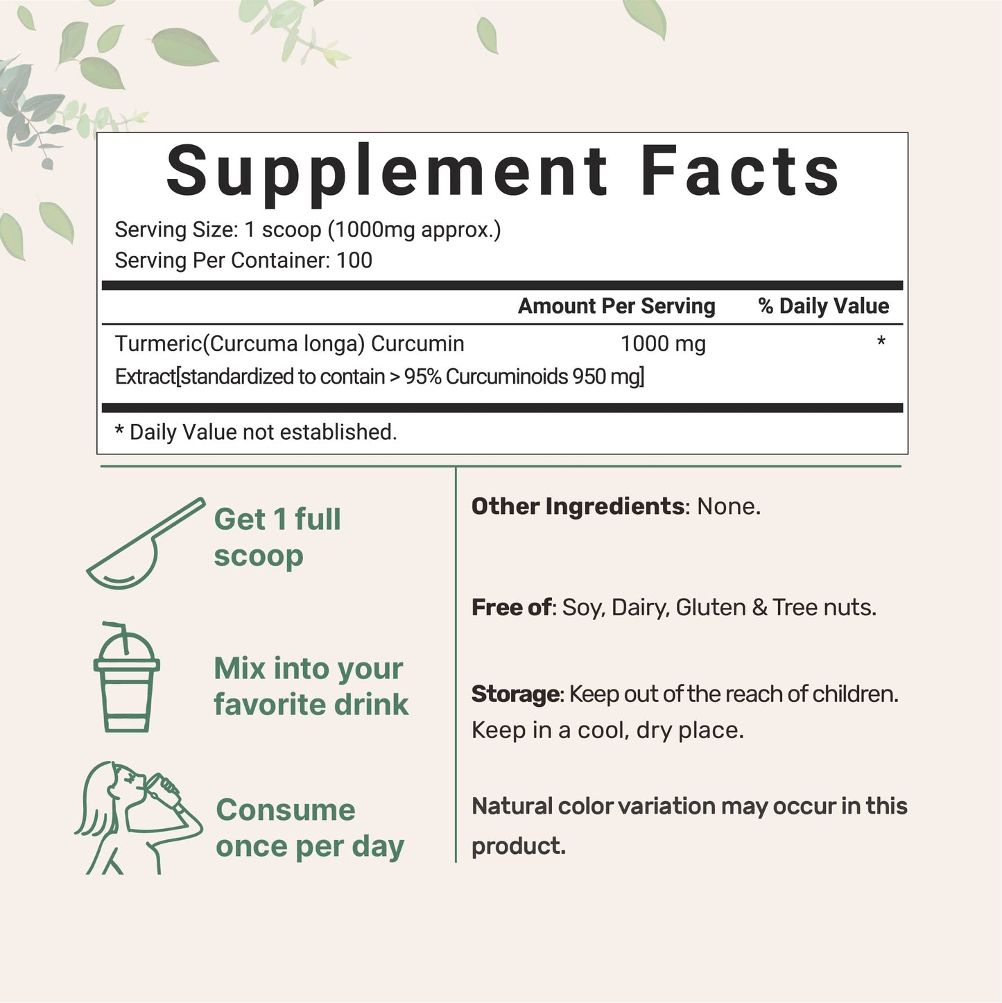 Micro Ingredients Turmeric Curcumin Powder, 3.53 oz