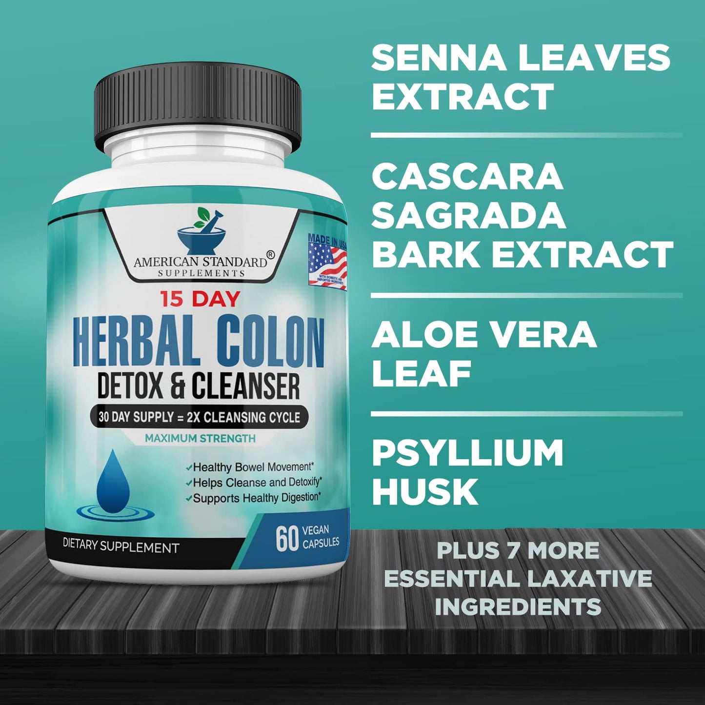 American Standard Supplements Colon Cleanse Capsule 60 Count