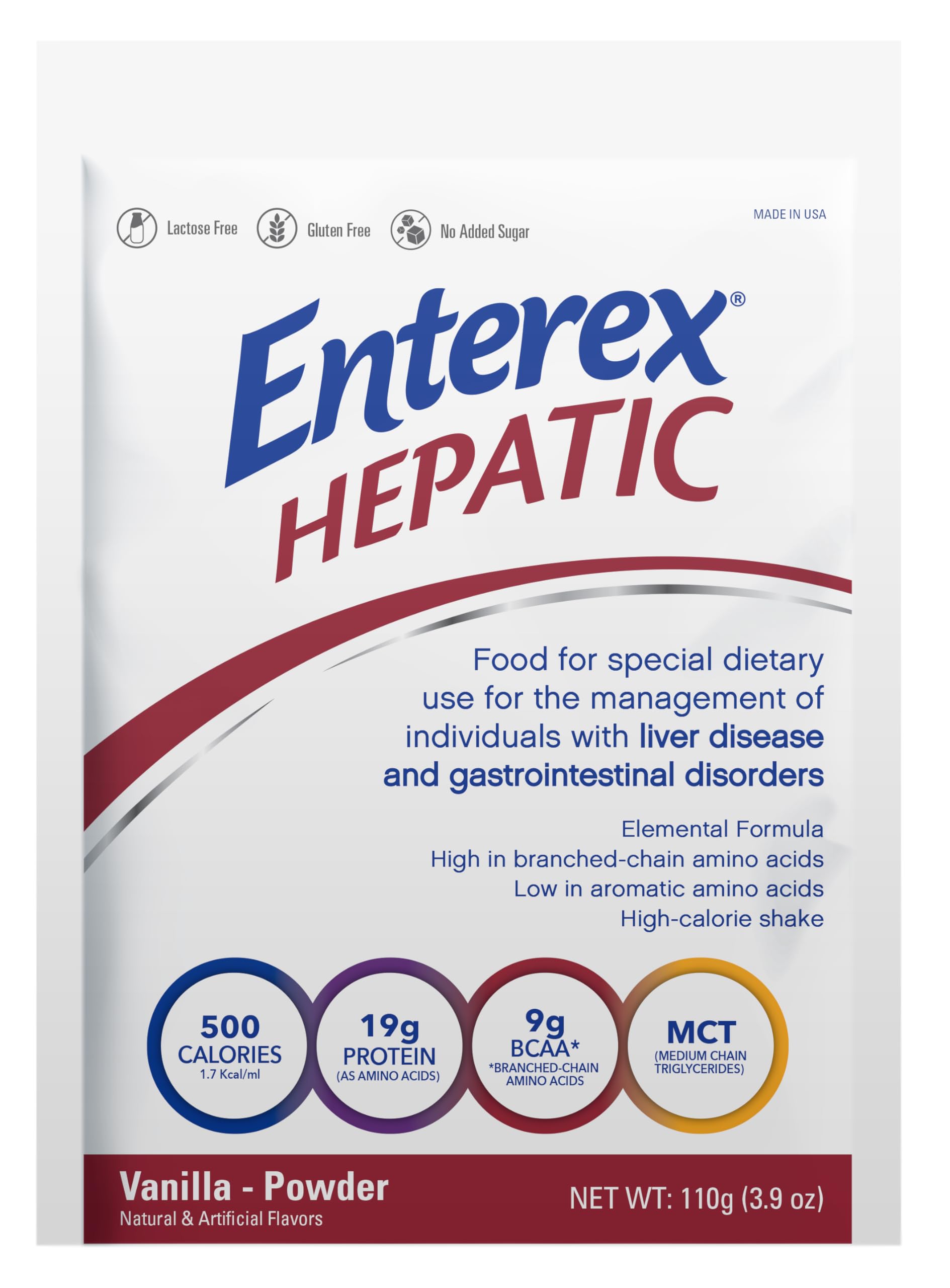 Enterex Hepatic Elemental Nutrition Powder, Vanilla, 24 Packets