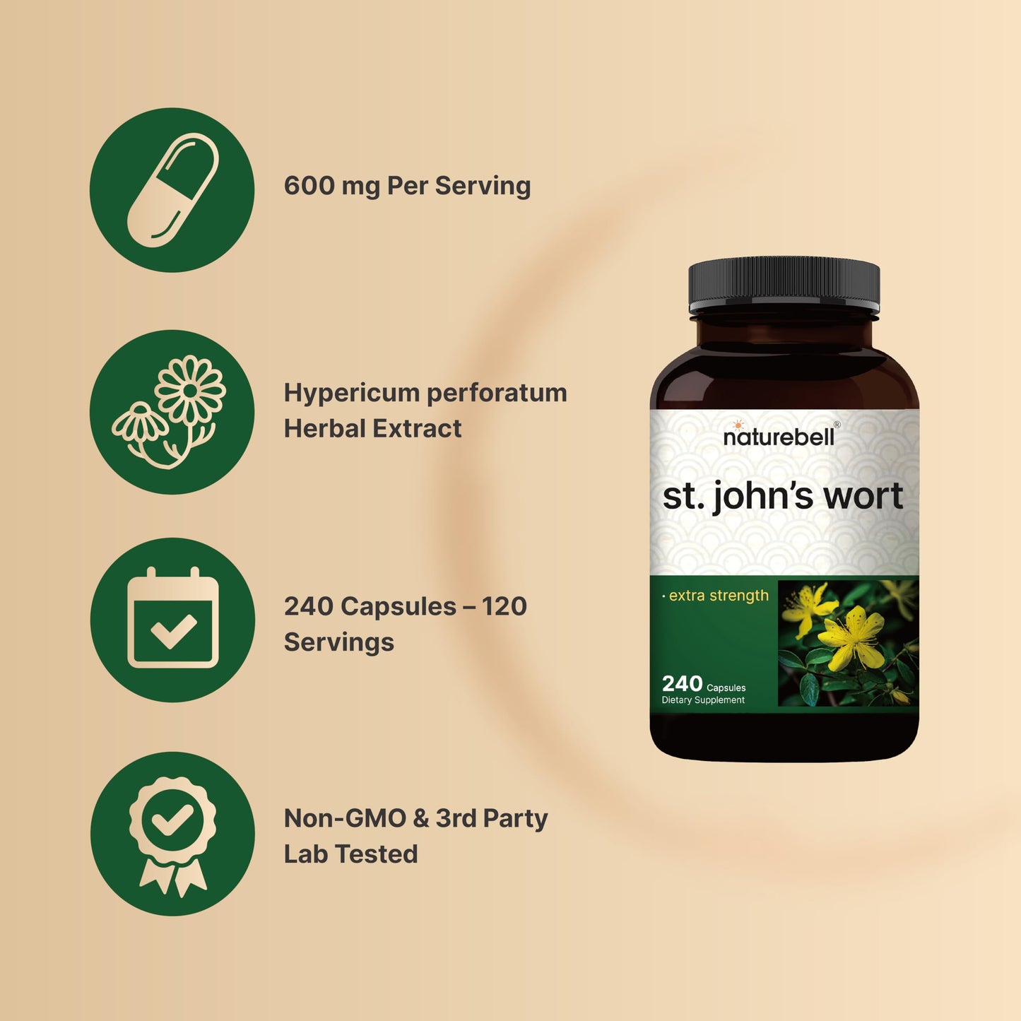 NatureBell St. John’s Wort Extract Capsules 240