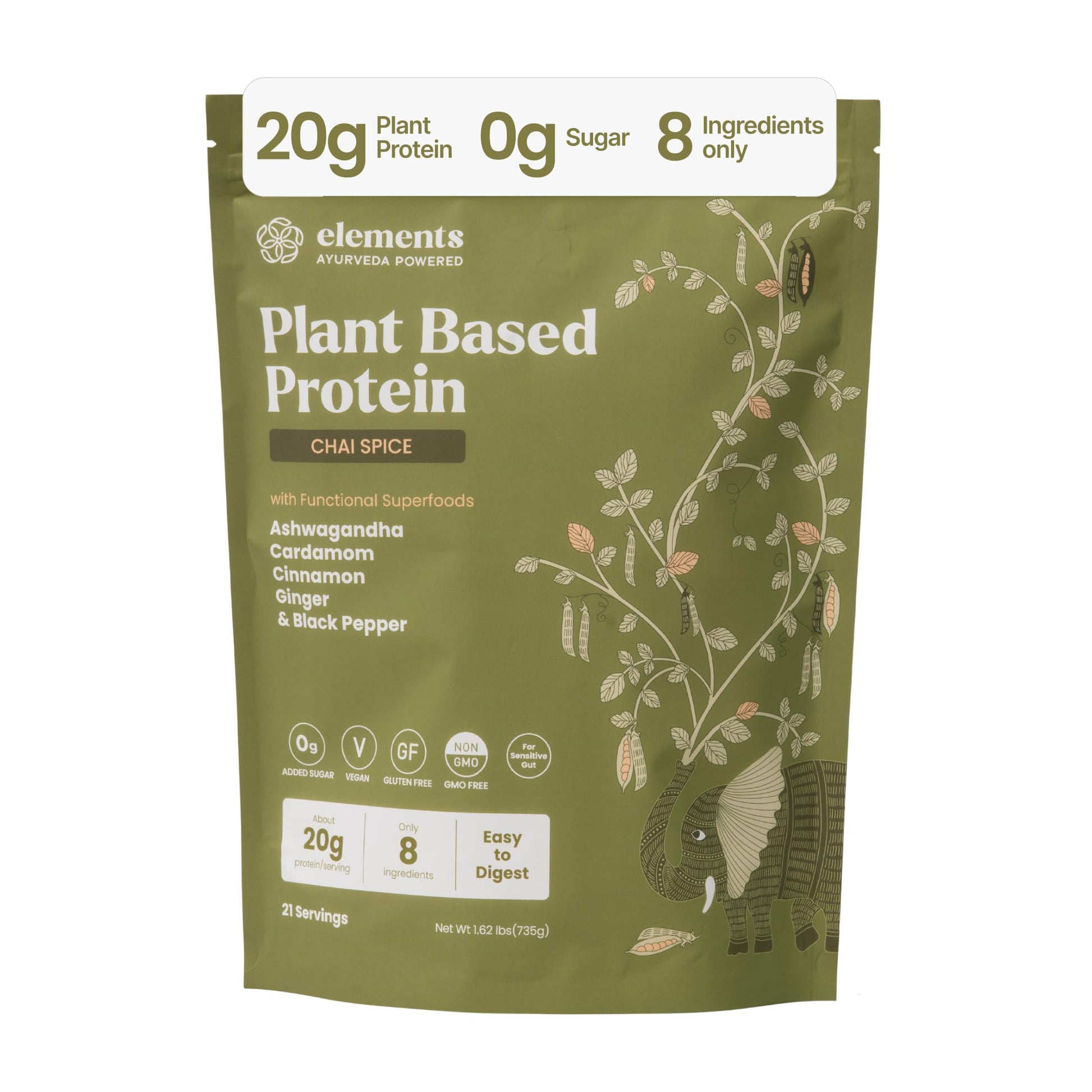 Elements Chai Spice Plant Protein Powder, 25.5 Servings