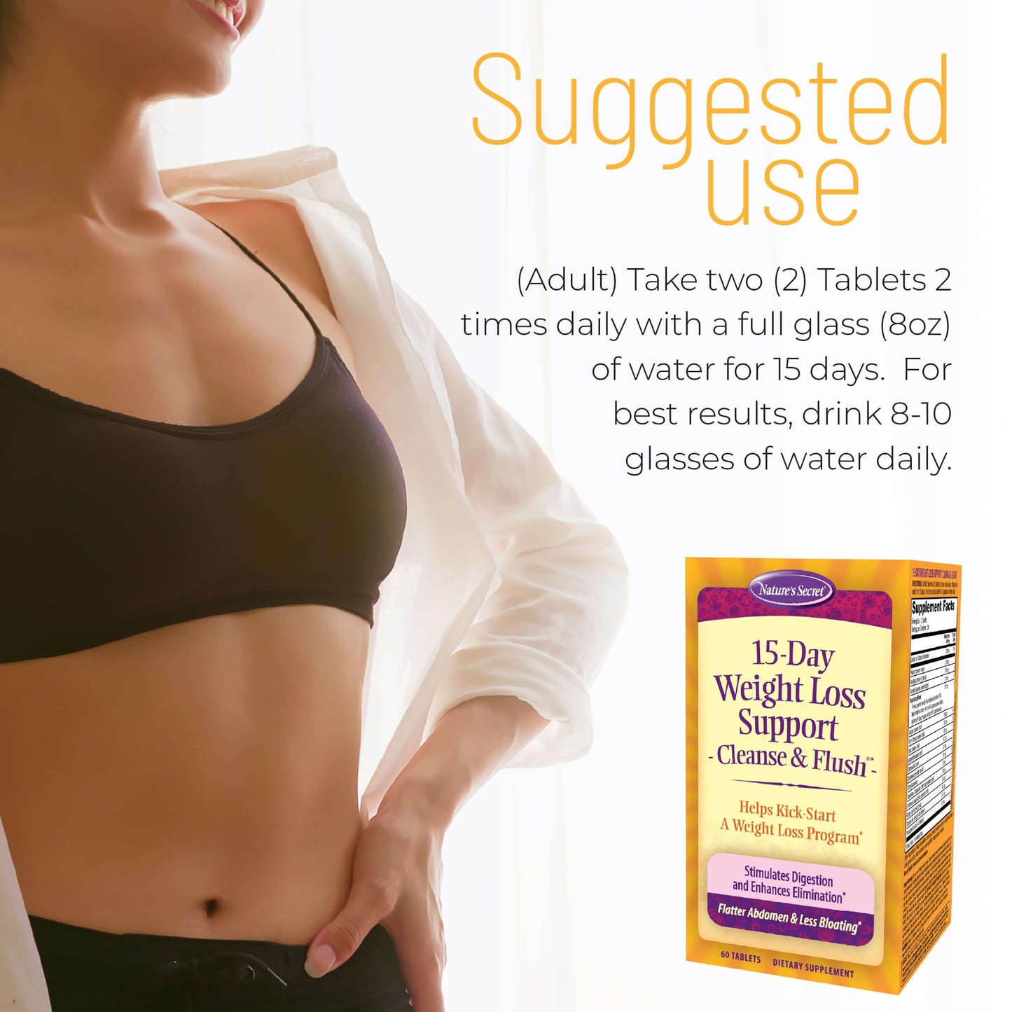 Nature's Secret 15-Day Weight Loss Support Cleanse & Flush Tablets, 60 Count