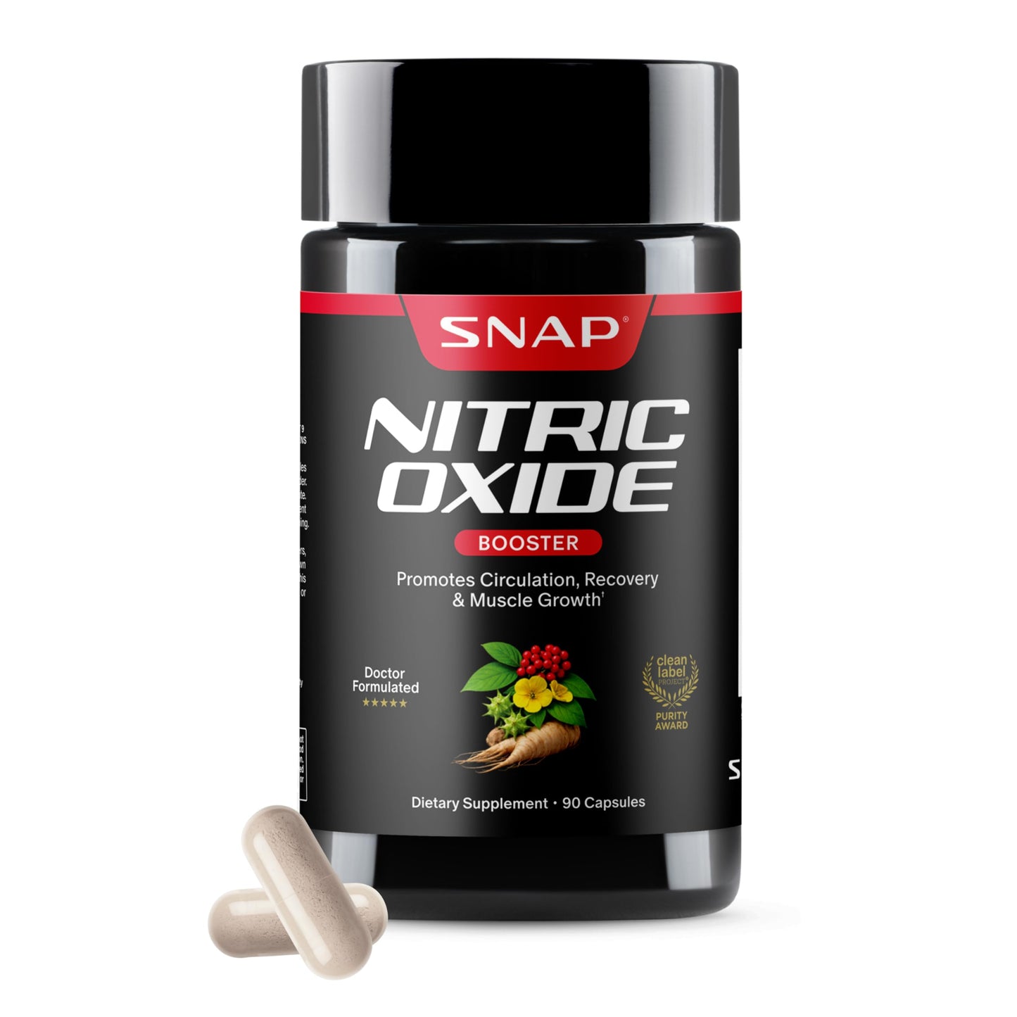 Snap Supplements Nitric Oxide Booster for Men & Women Capsules, 90 Count