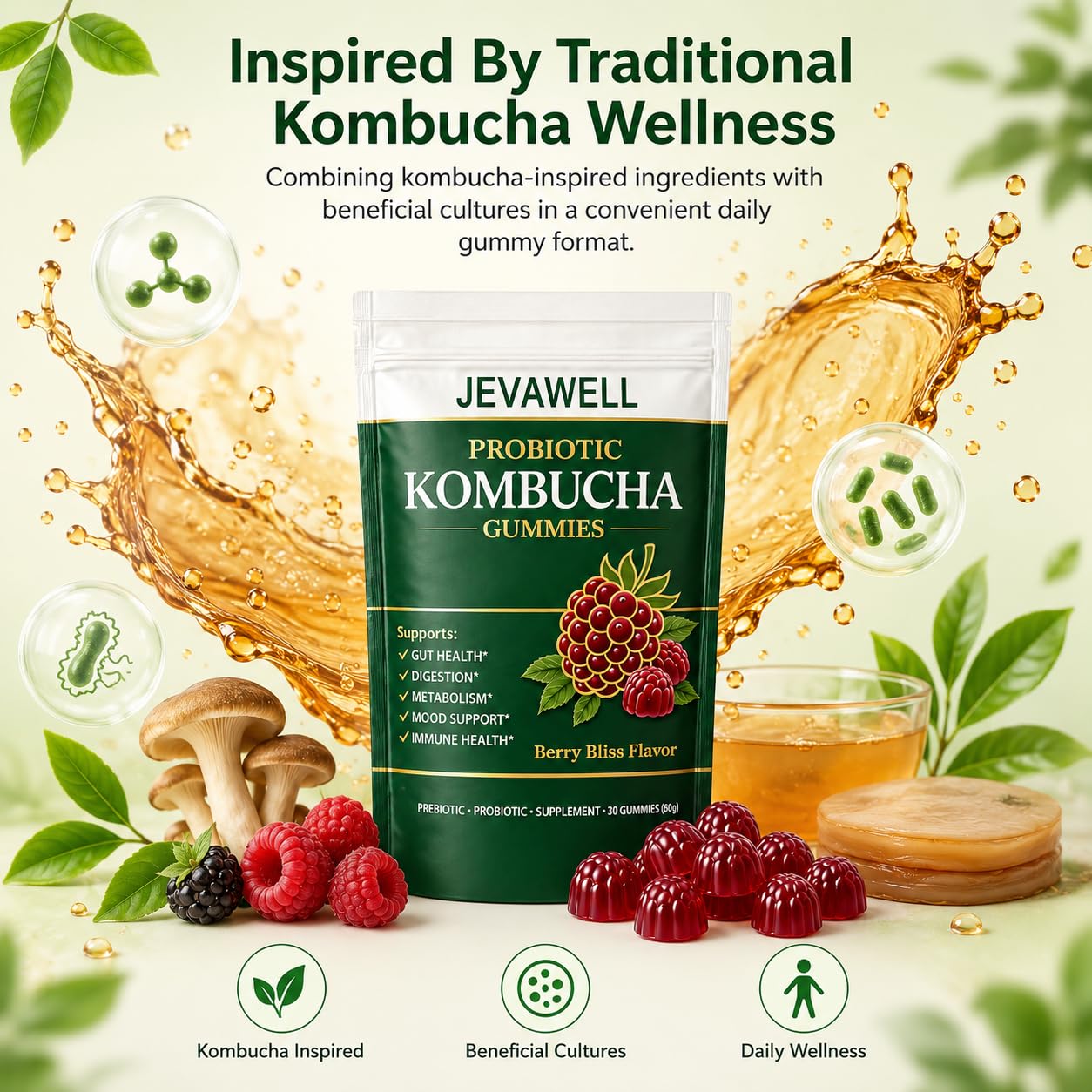 jevawell Kombucha Gummies 60 Count