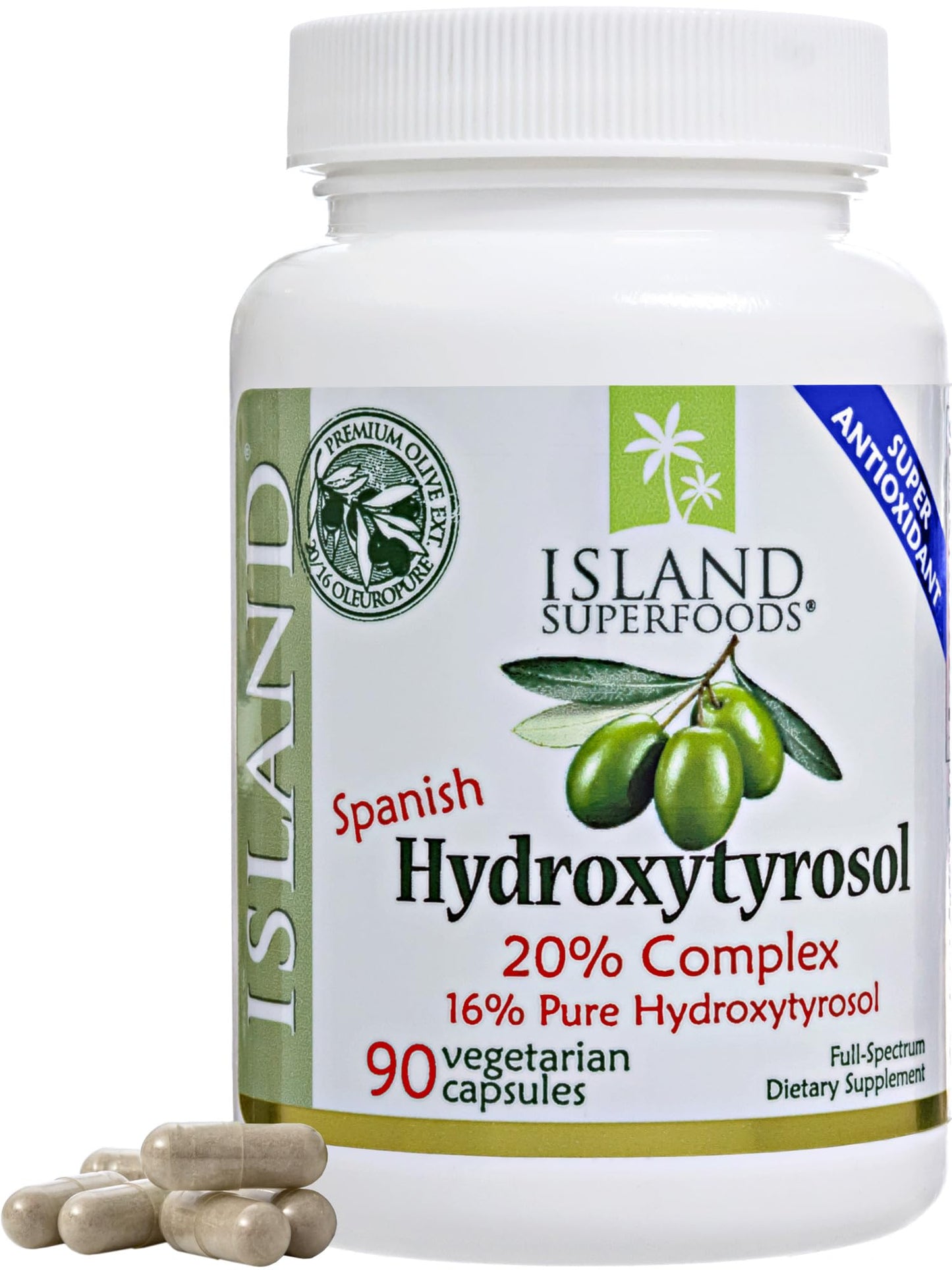 Island Nutrition Olive Fruit Extract 20% Hydroxytyrosol Complex, 90 Capsules