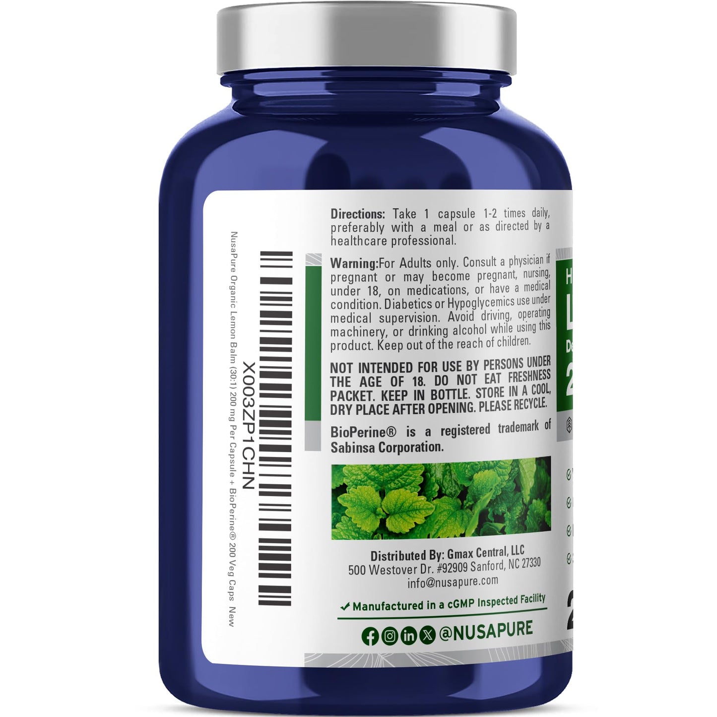 NusaPure Lemon Balm Capsules 200