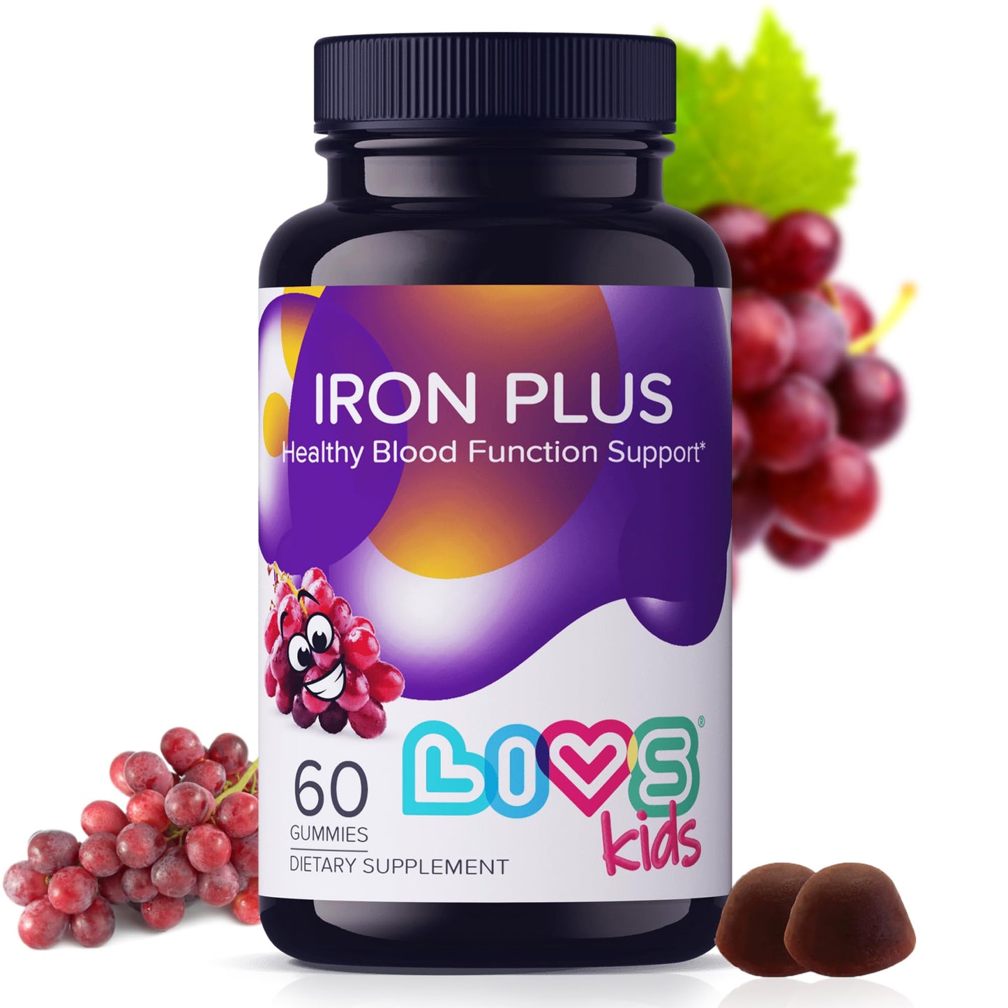 LIVS Iron Supplement for Kids Gummy 60 Count