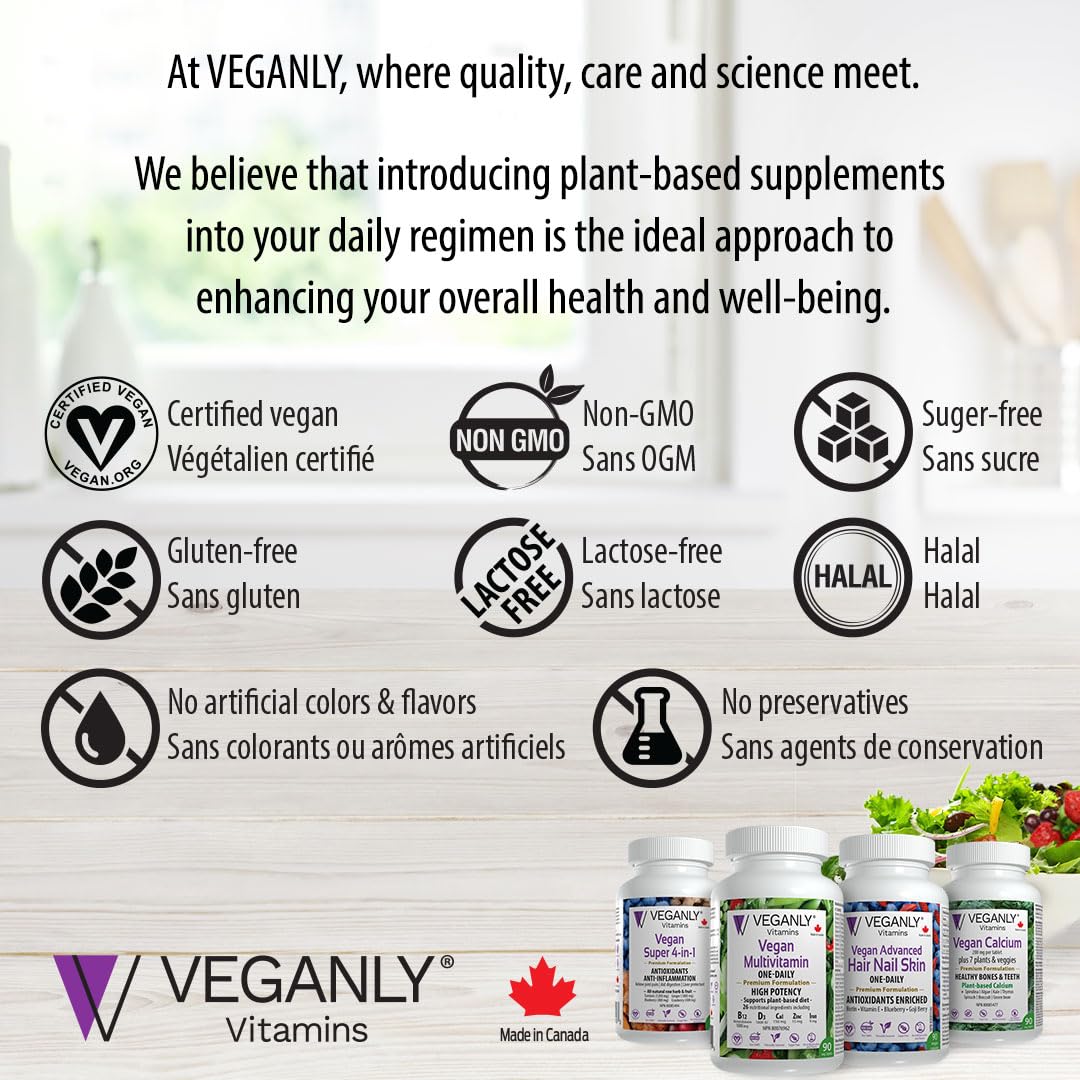 VEGANLY Vitamins Vegan Advanced Hair Nail Skin One-Daily 90 Capsules