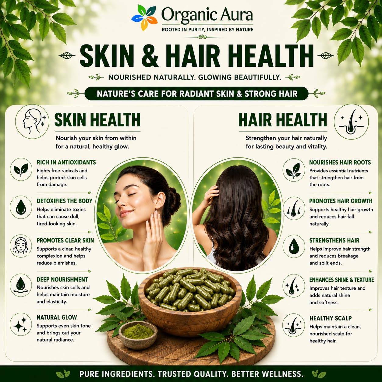 Organic Aura International Neem Capsules 120 Capsules