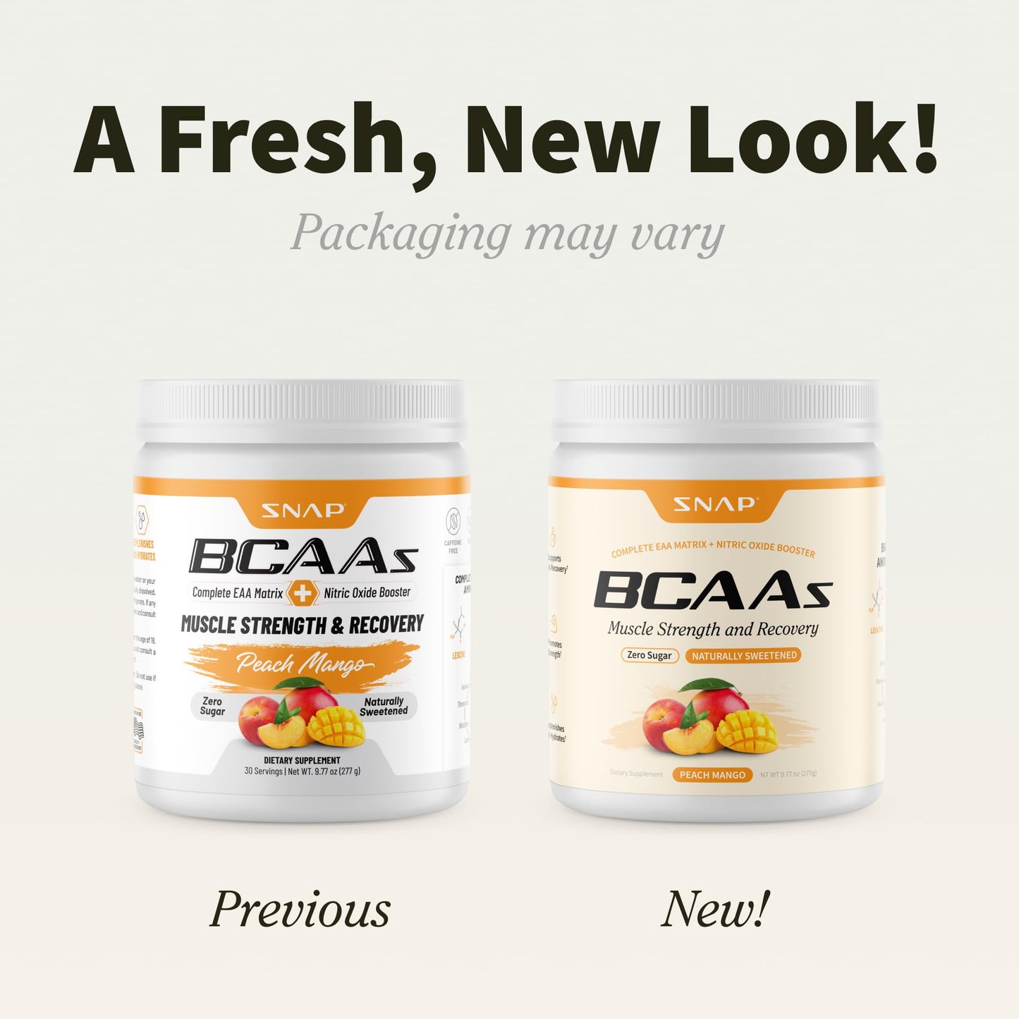 Snap Supplements BCAA Powder Essential Amino Acids, Peach Mango, 9.42 Ounce