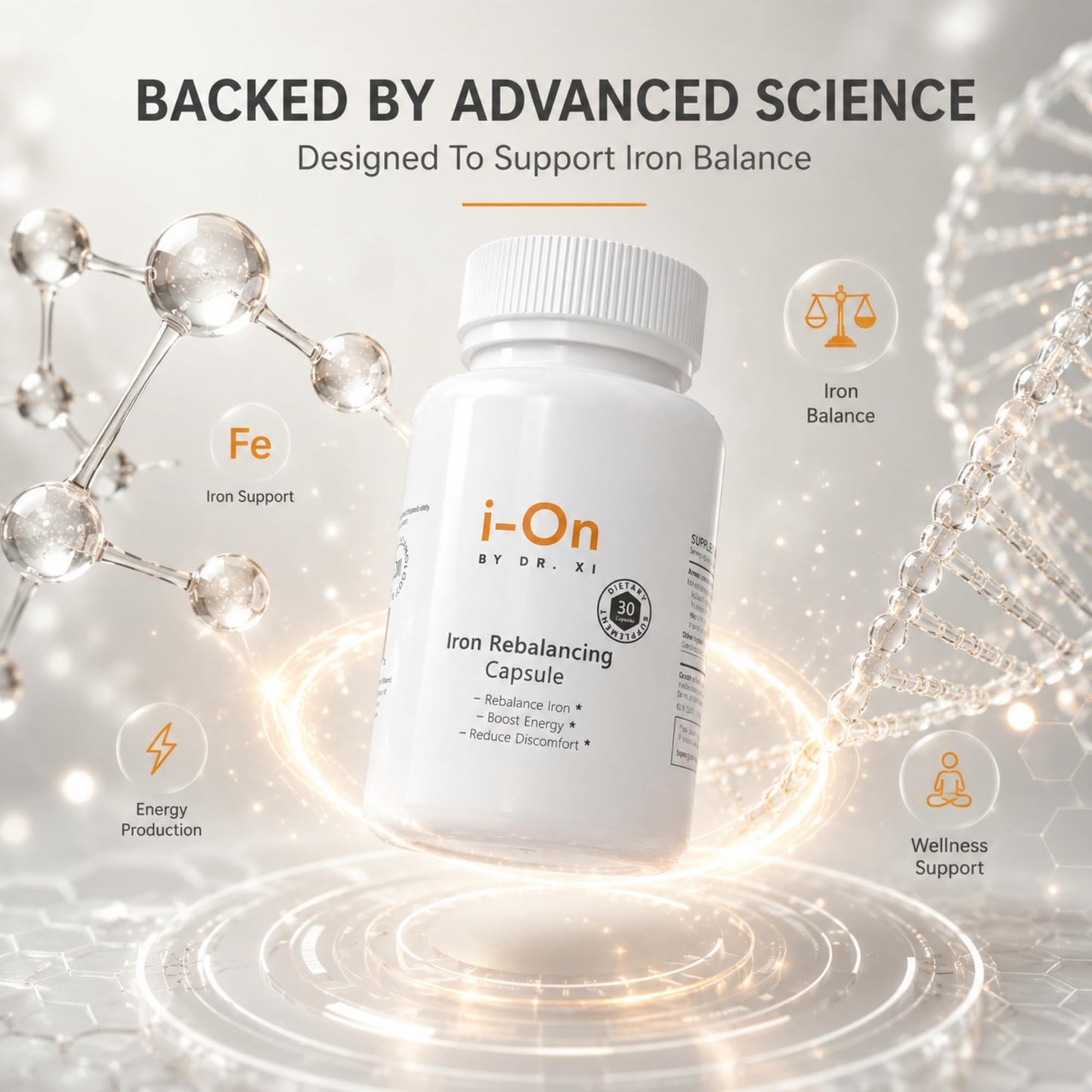 i-On Iron Rebalancing Capsules with ReDaxin, Theracurmin, Camu Camu & Vitamin C – Daily Wellness & Nutritional Support, 30 Capsules