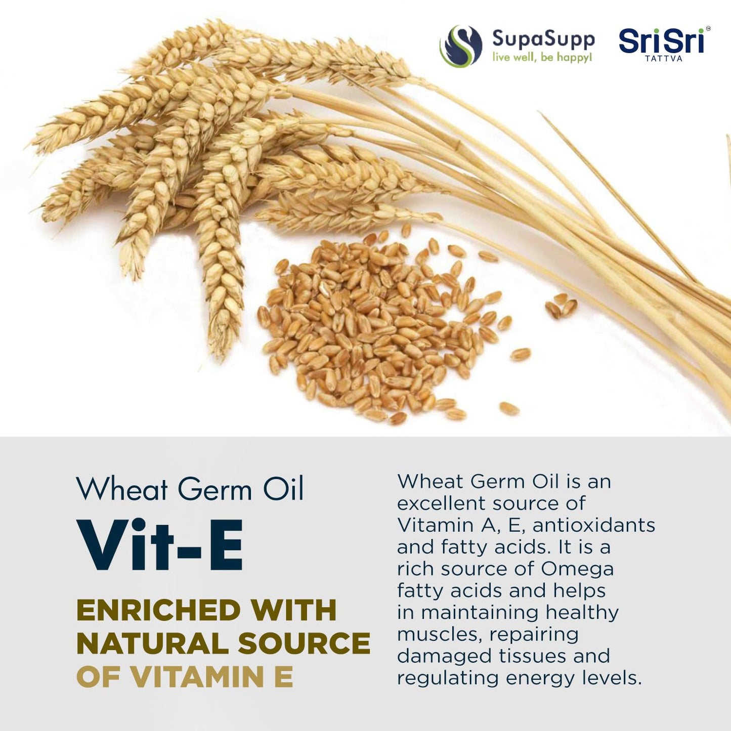 SRI SRI TATTVA VIT-E Wheat Germ Oil 500mg Capsule, 60 Capsules