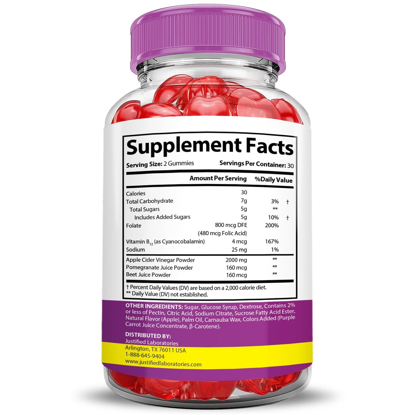 Justified Laboratories Fast Active Keto ACV Gummies Extreme 2000MG, 600 Gummies