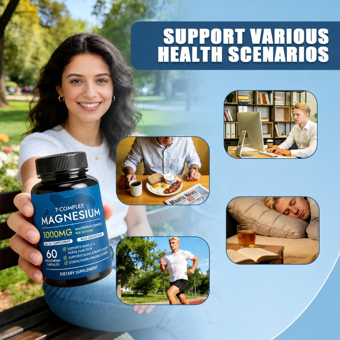 Optikind Magnesio 7 Complejo – Muscle & Energy Support Supplement Capsule, 60 Count