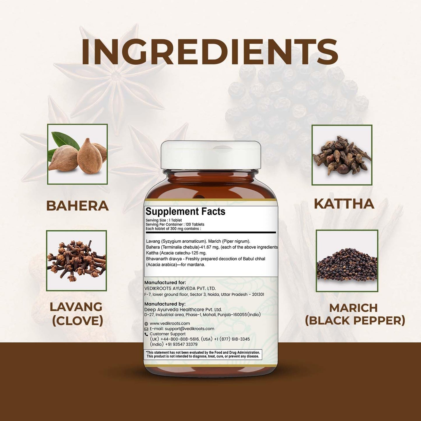 VEDIKROOTS Lavangadi Vati Capsules, 1 Pack