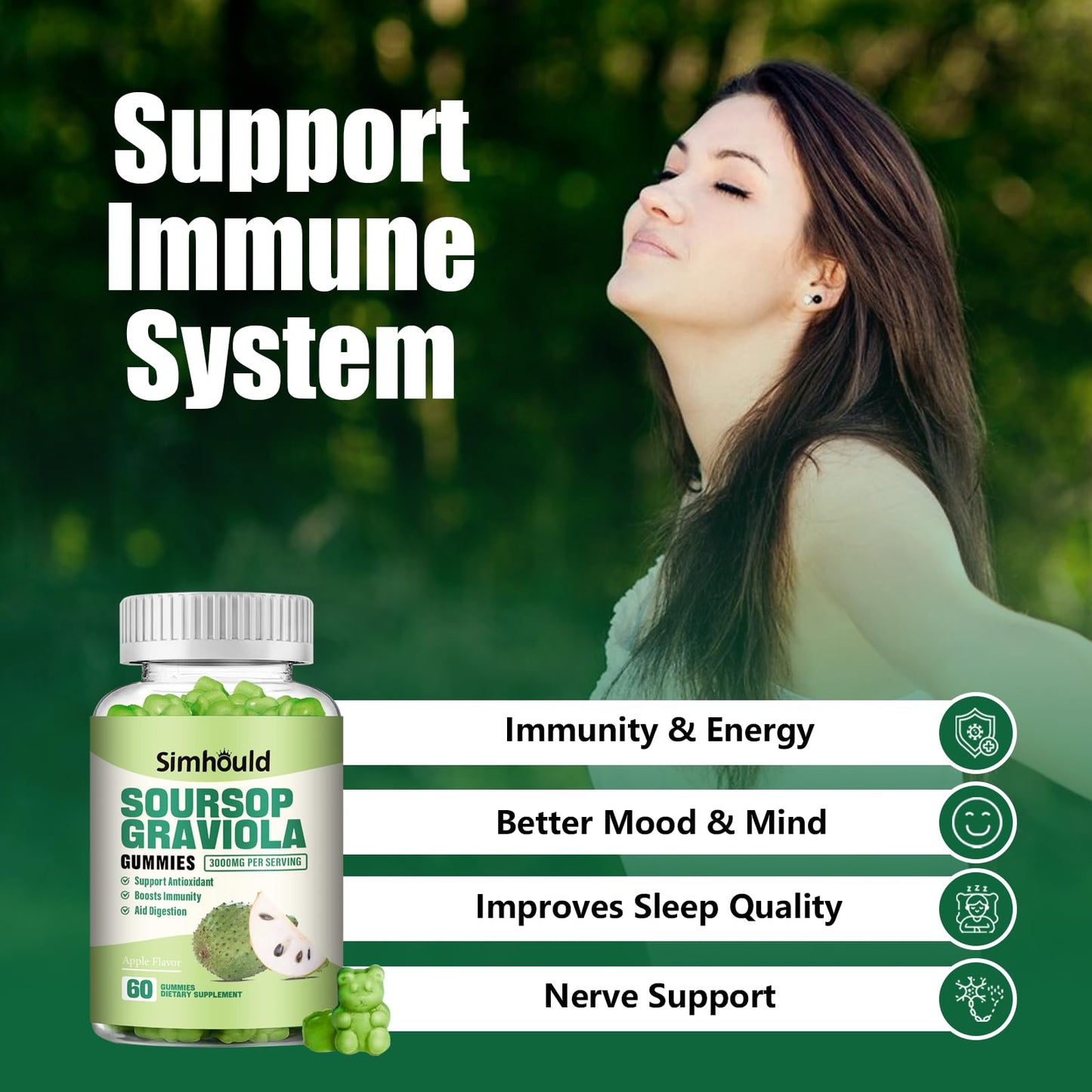 Simhould Soursop Graviola Gummies 120 Count