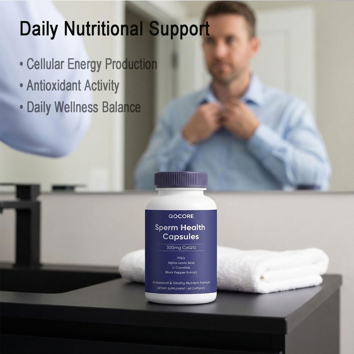 Boaccy Qocore Men's Reproductive Support Capsules with CoQ10, Antioxidant Formula, 60 Capsules