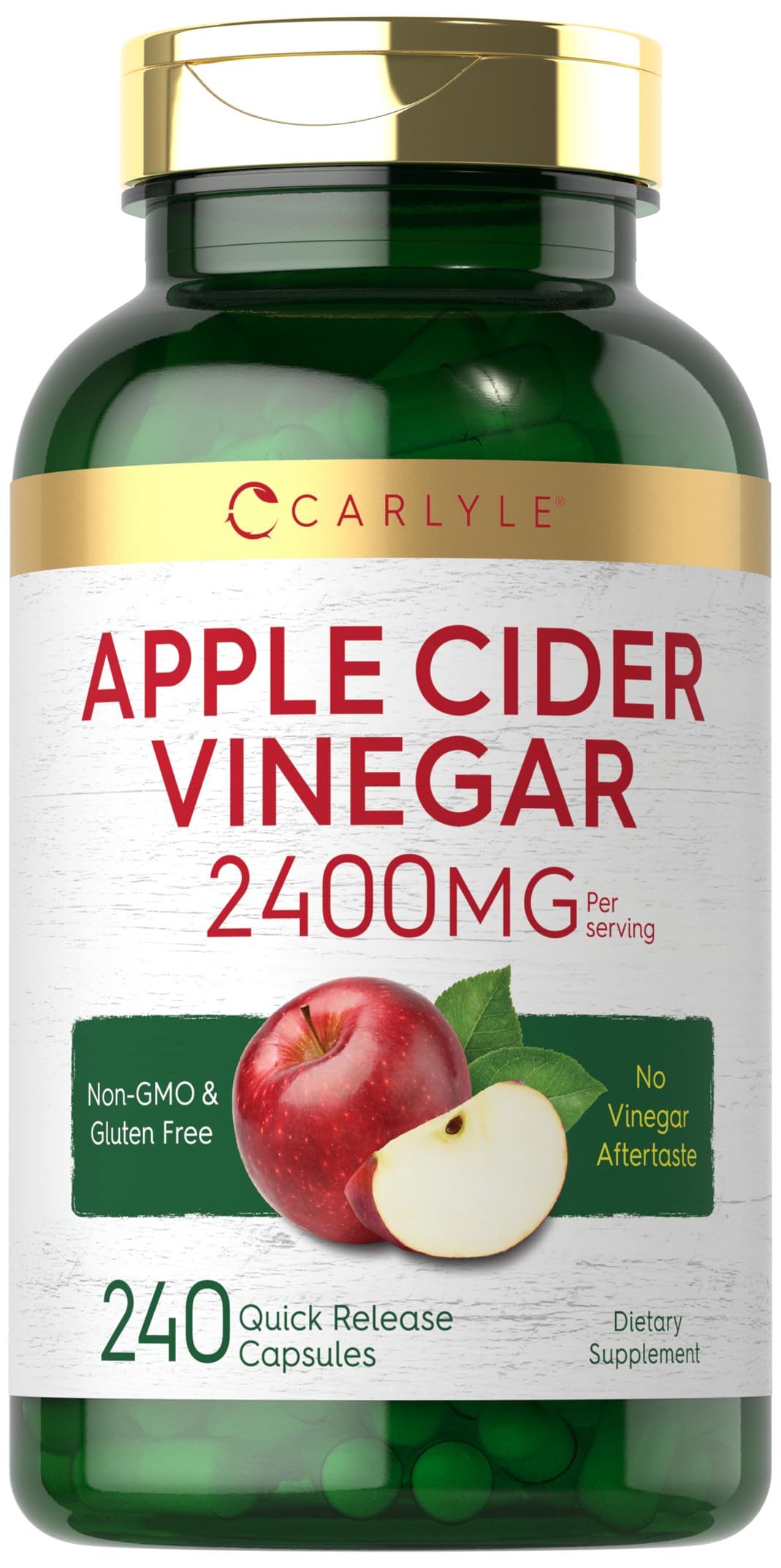 Carlyle Apple Cider Vinegar Capsules (2400mg), 240 Count, Non-GMO, Gluten Free