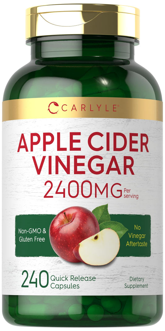 Carlyle Apple Cider Vinegar Capsules (2400mg), 240 Count, Non-GMO, Gluten Free