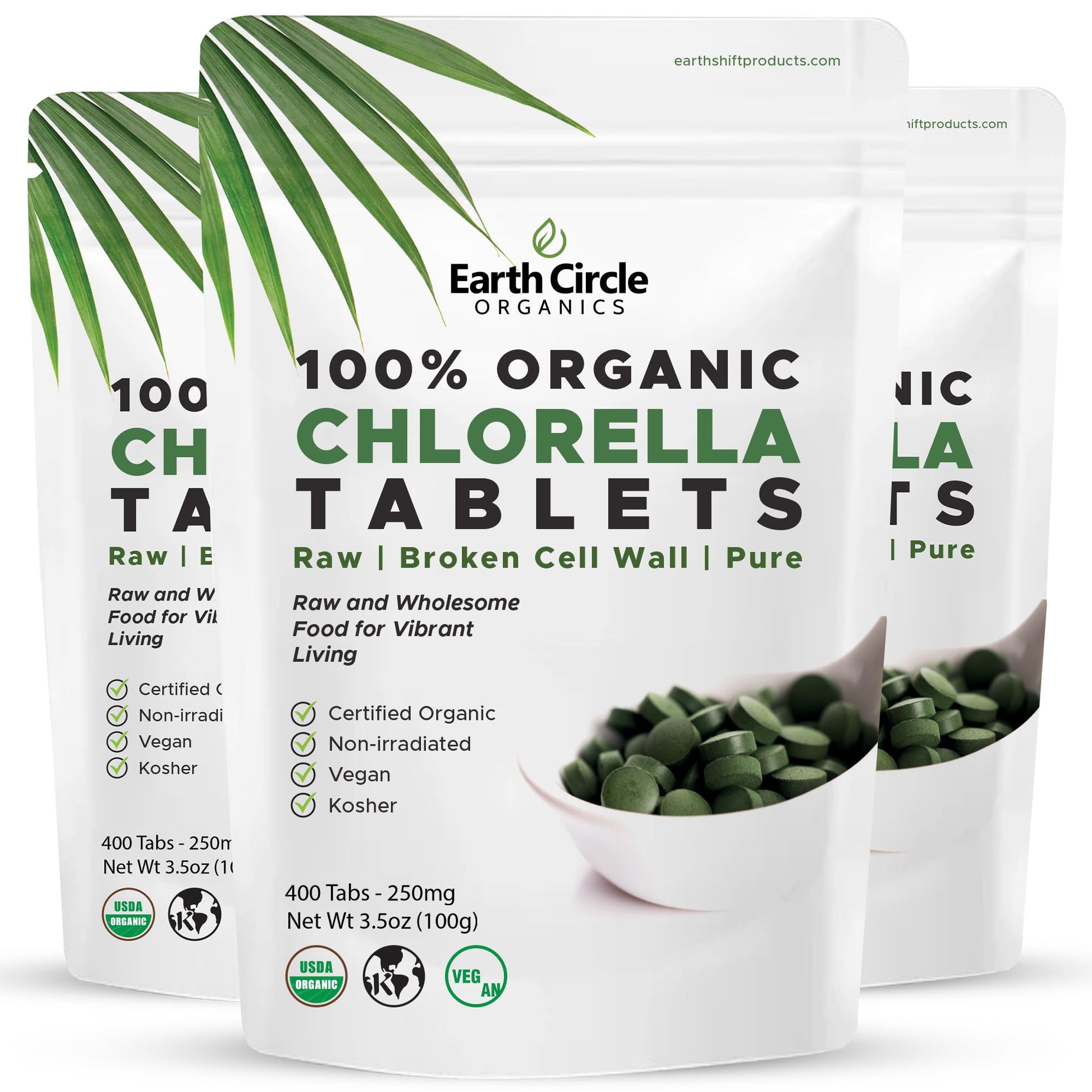 Earth Circle Organics Organic Chlorella Tablets 400 Count