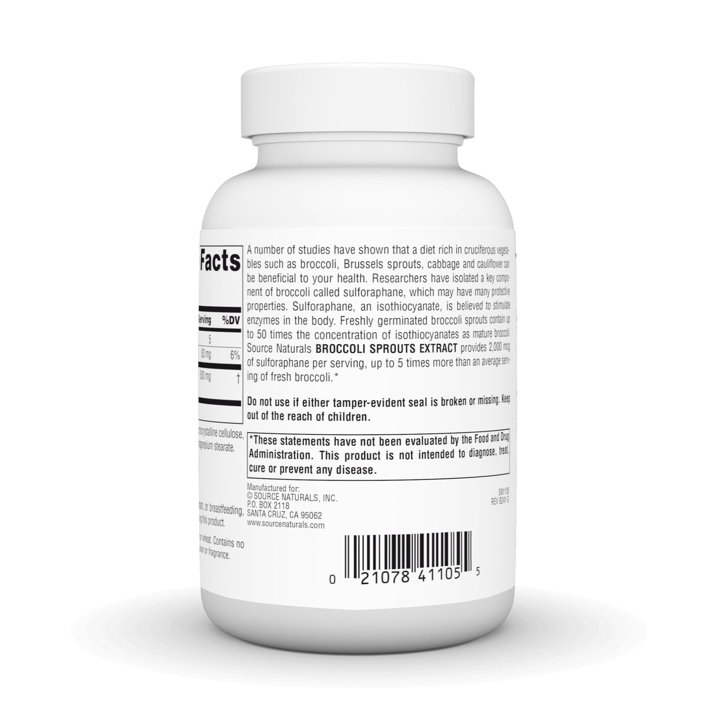 Source Naturals Broccoli Sprouts Extract 250 mg Tablet, 120 Count
