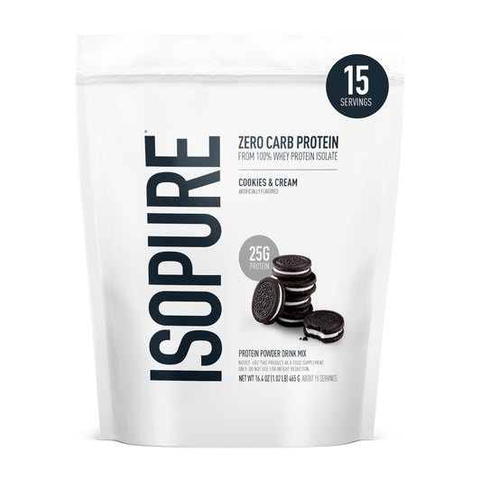 Isopure Zero Carb 100% Pure Whey Isolate Protein Powder, Cookies & Cream, 1 Pound