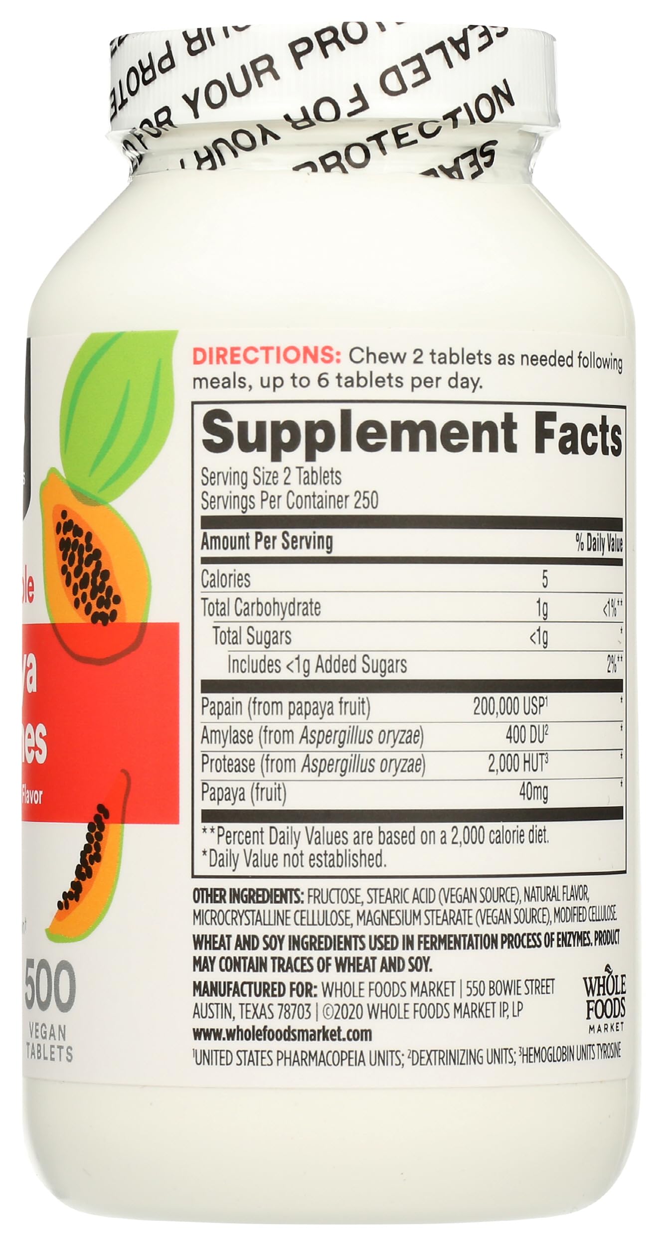 365 by Whole Foods Market Papaya Enzymes Chewables, 500 Count