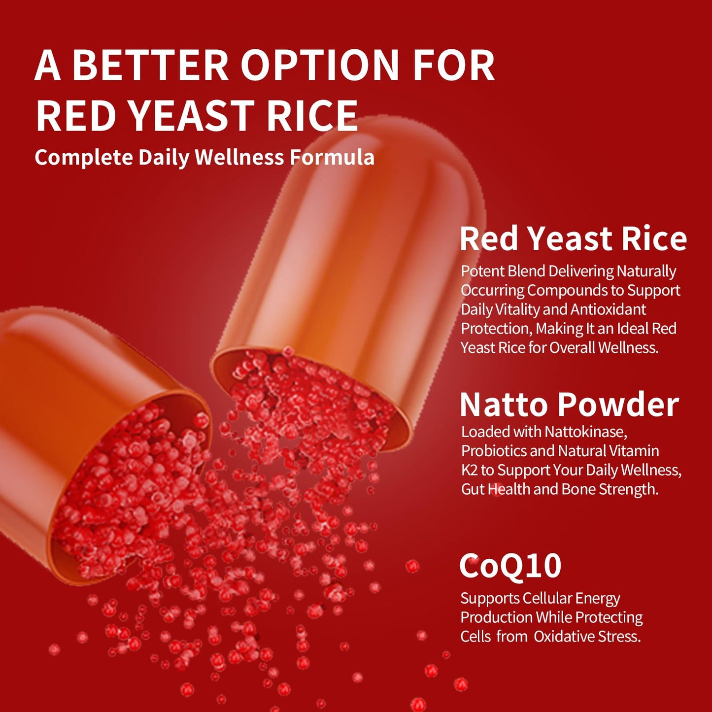 Bterlif Red Yeast Rice with CoQ10 Supplement Capsule, 60 Count