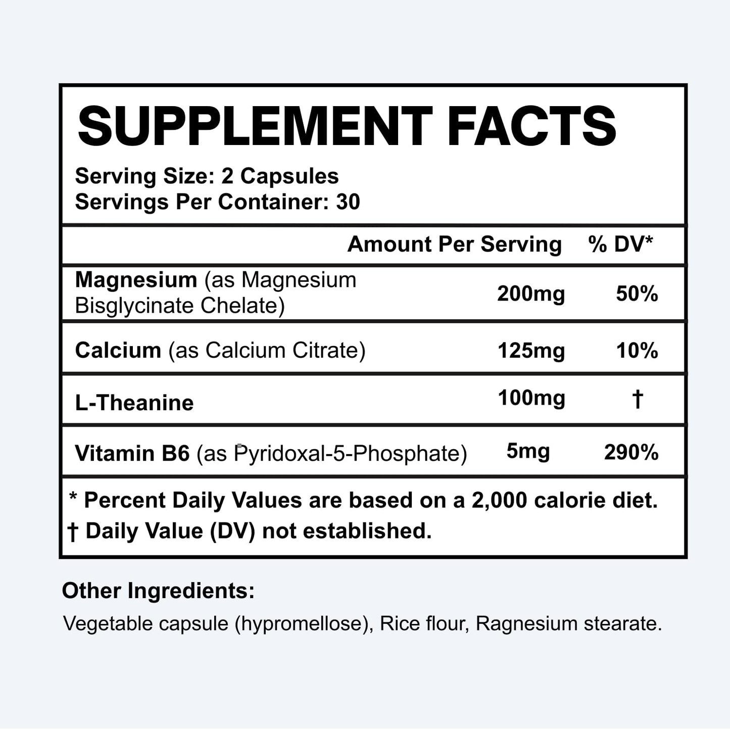 EDUDYF Chelated Magnesium Bisglycinate 200mg with L-Theanine, Calcium & Vitamin B6 (P5P) Capsule, 60 Count