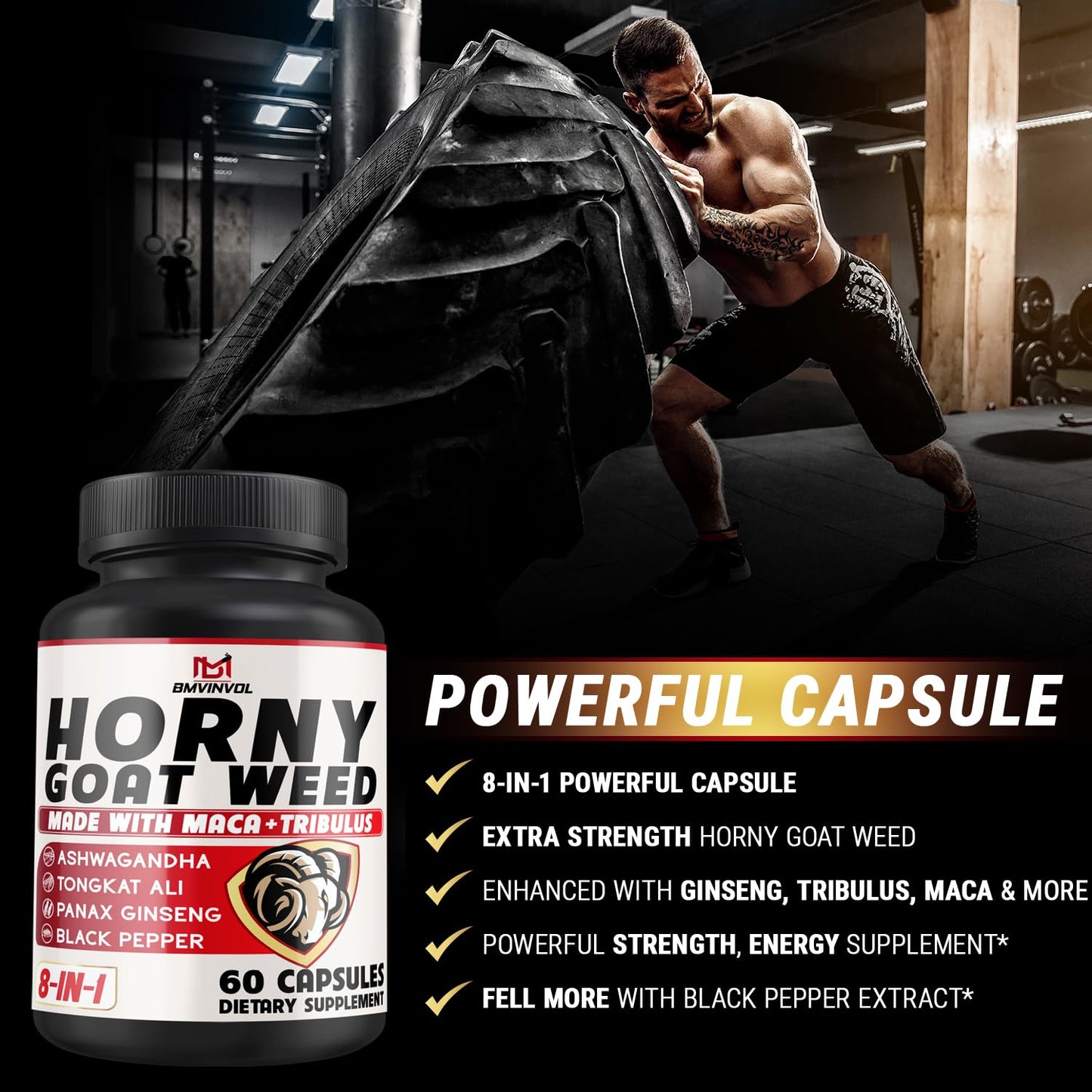 BMVINVOL Horny Goat Weed Capsules 60 Count