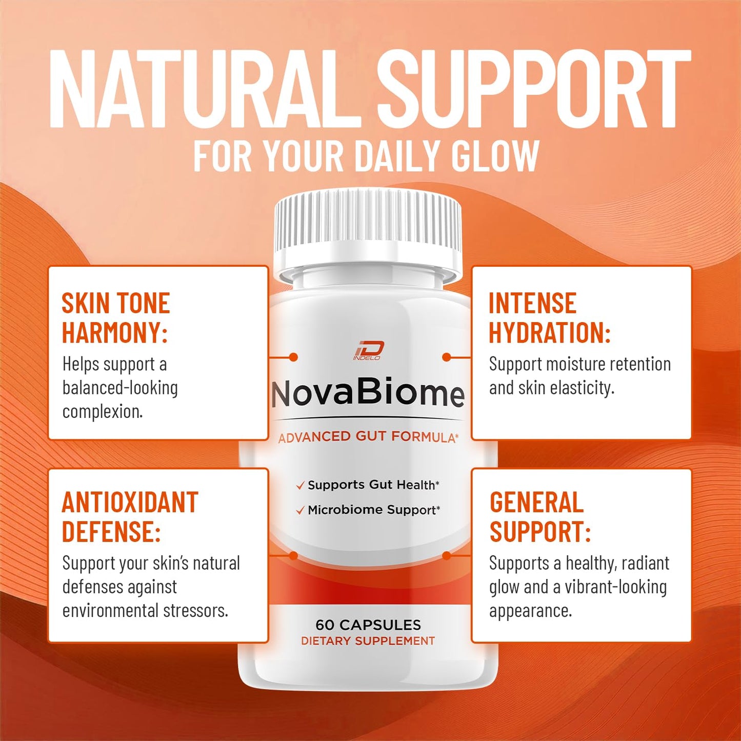 Indelo NovaBiome Capsules Advanced Formula Extra Strength Digestive Support Gut Wellness, 120 Capsules