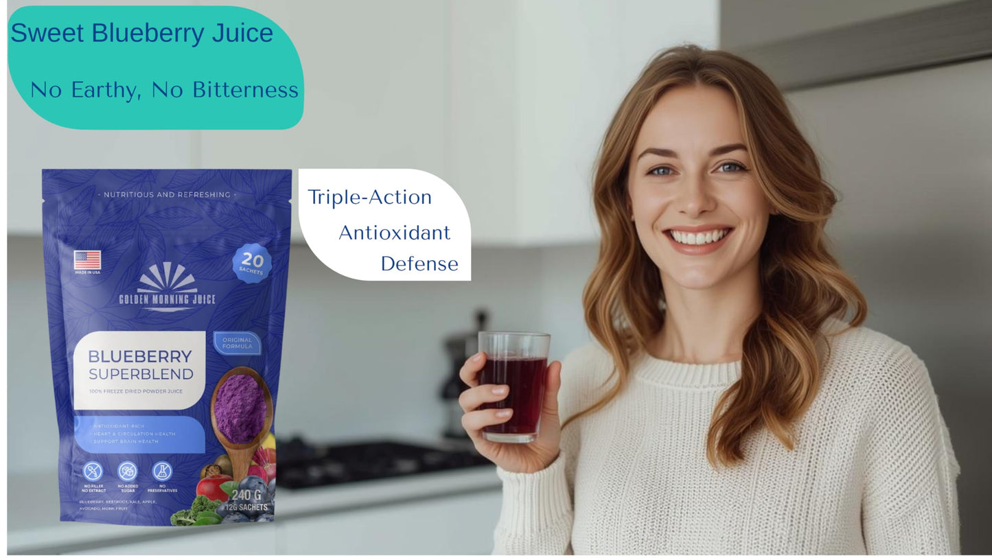 Golden Morning Juice Blueberry Superblend 100% Freeze-Dried Powder 8