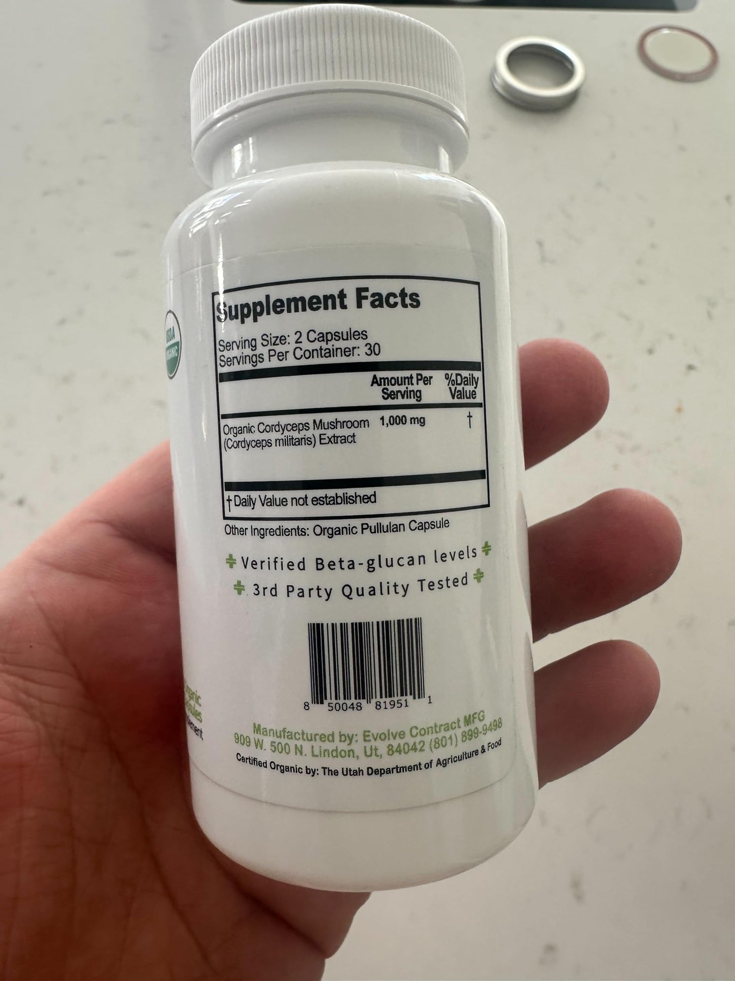 Help Supplements Organic Cordyceps Mushroom Capsules - 1000mg Cordyceps Militaris Extract - Beta-Glucan - Herbal Support for Energy-Boosting & Immune Health, 60 Capsules