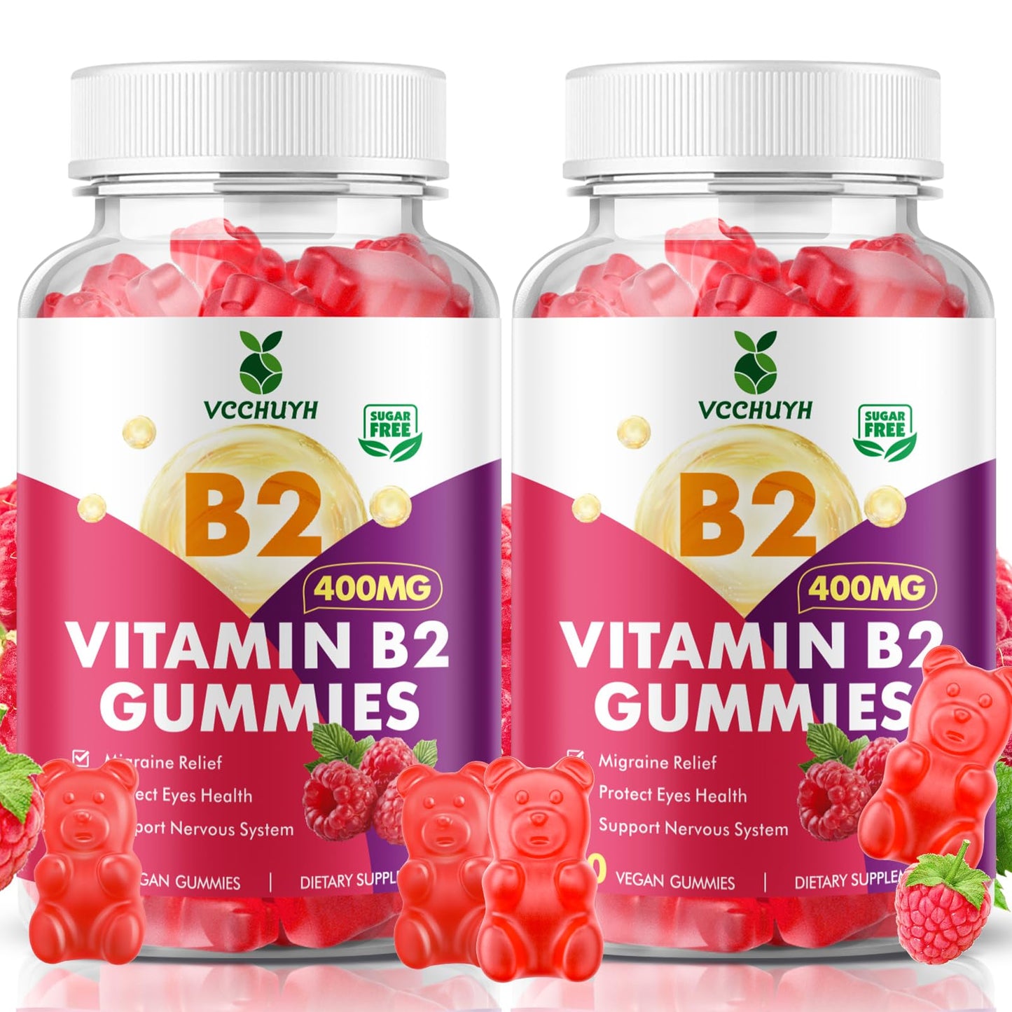 VCCHUYH Vitamin B2 Riboflavin 400mg Gummies 120 Count