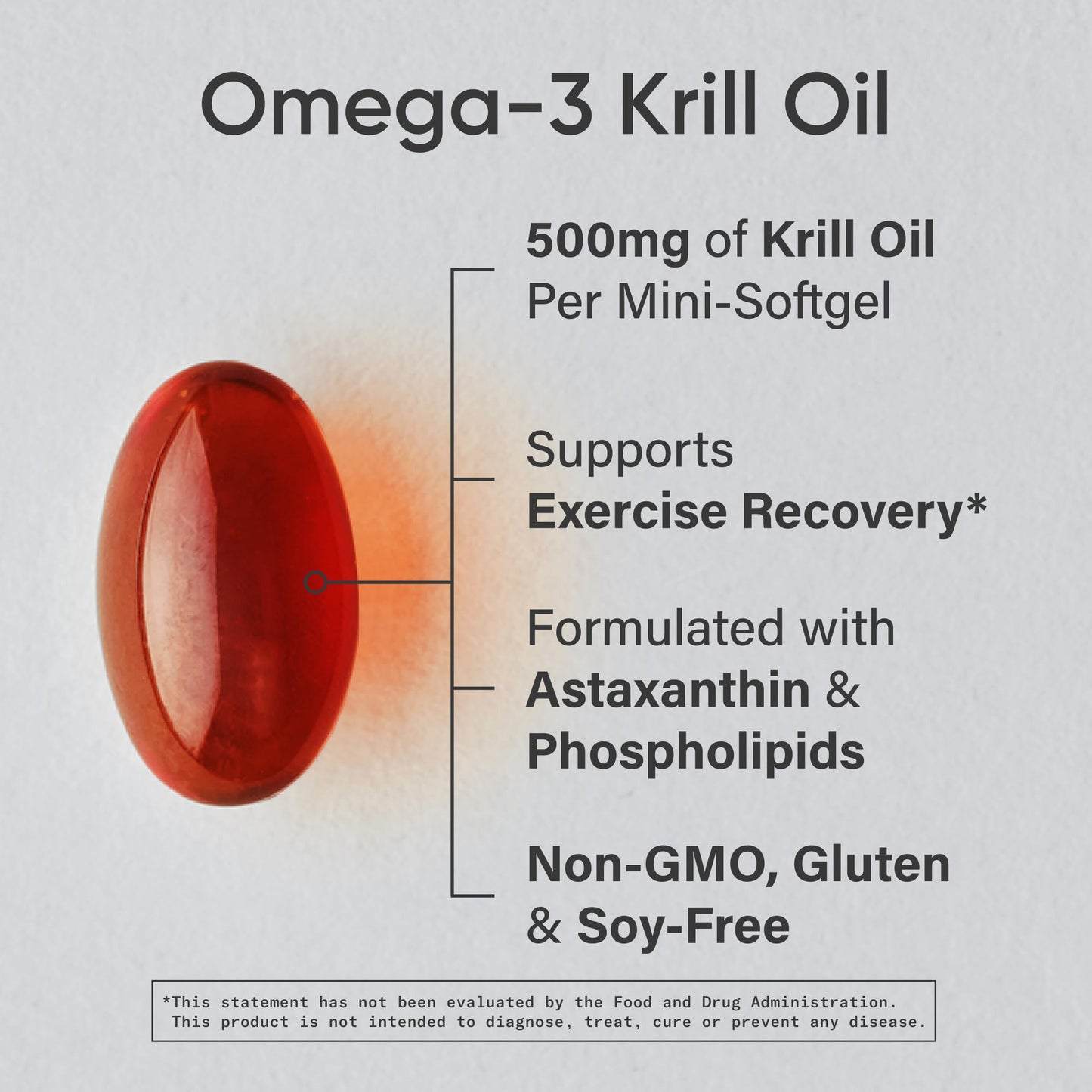 Sports Research Krill Oil Supplement with EPA & DHA Omega 3, Phospholipids & Astaxanthin from Antarctic Krill - Highest Concentration of Krill Oil for Men & Women - 500mg Capsule, 120 Count