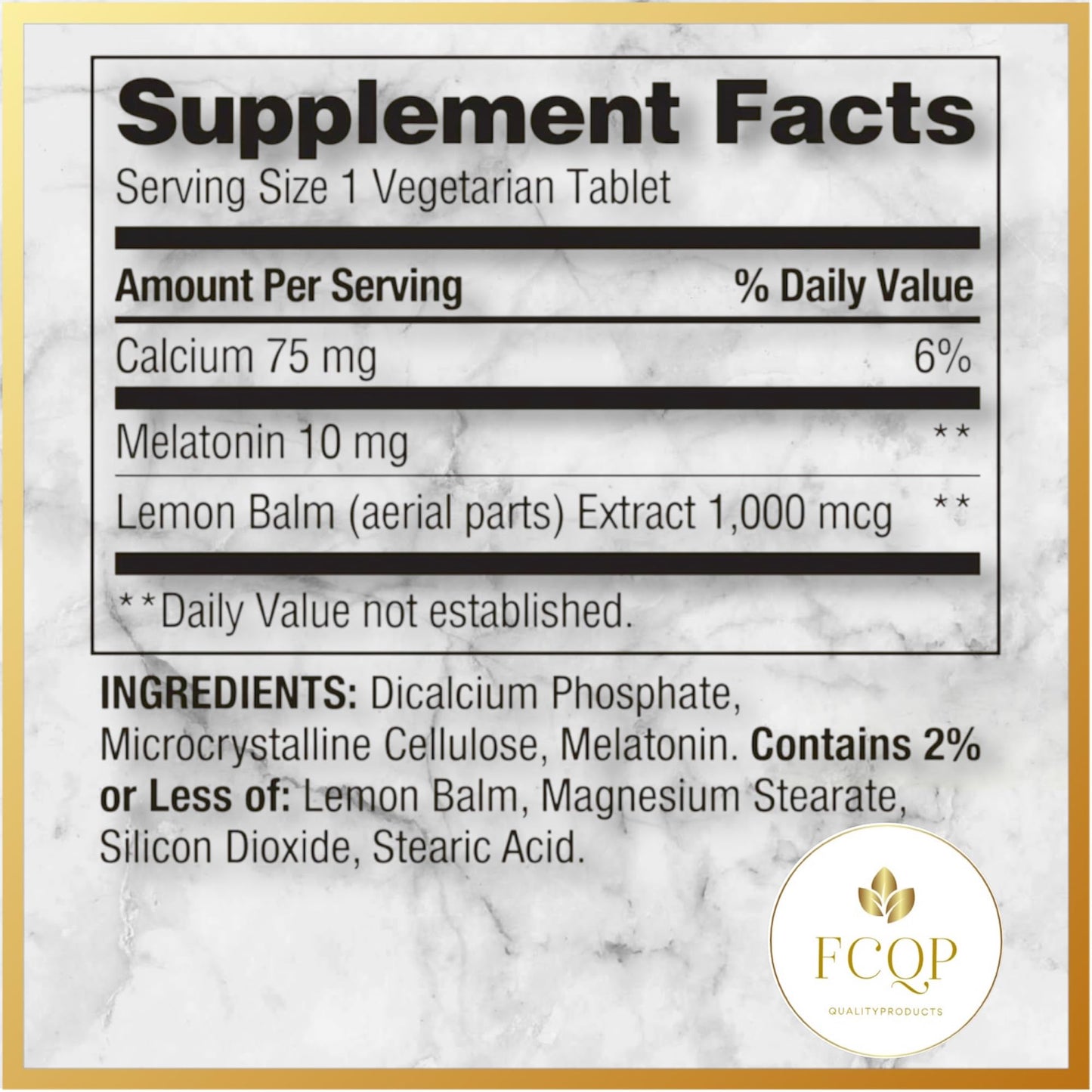 FCQP Melatonin 10mg Sleep Support with Lemon Balm Tablets 240