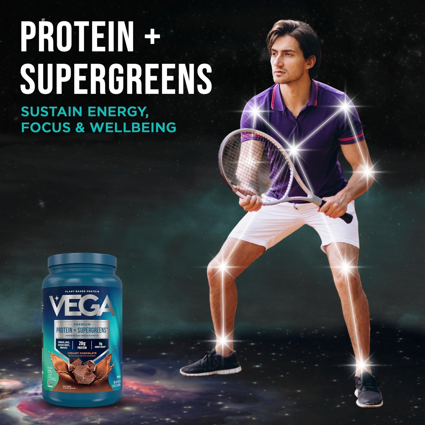 Vega Premium Protein + Supergreens Protein Powder, Chocolate, 28.8 oz