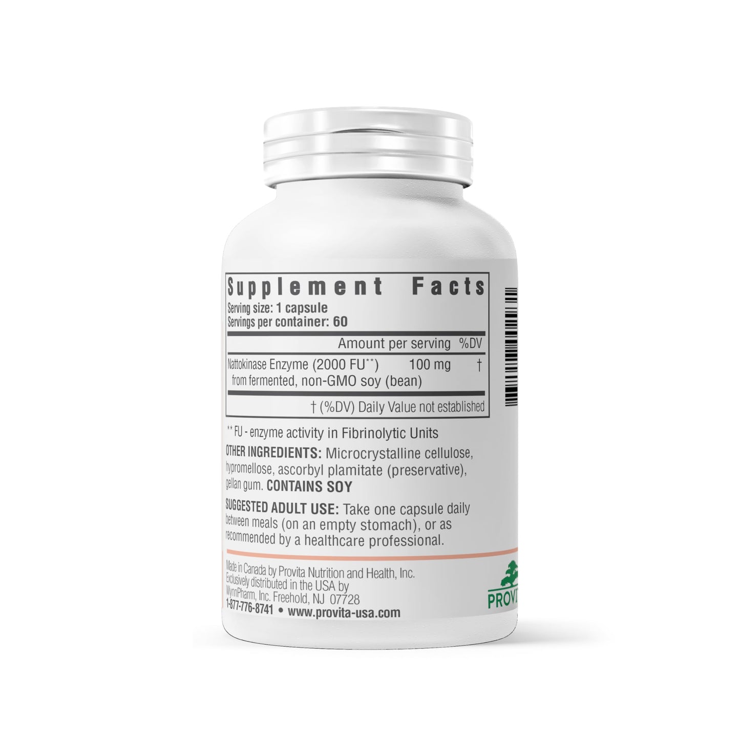 PROVITA Nattokinase Supplement 2000 FU 100mg 60 Capsules