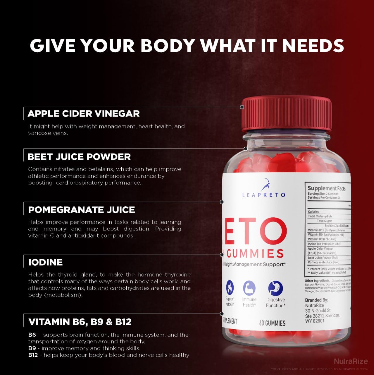 NutraRize Leap Keto ACV Gummies 120 Gummies