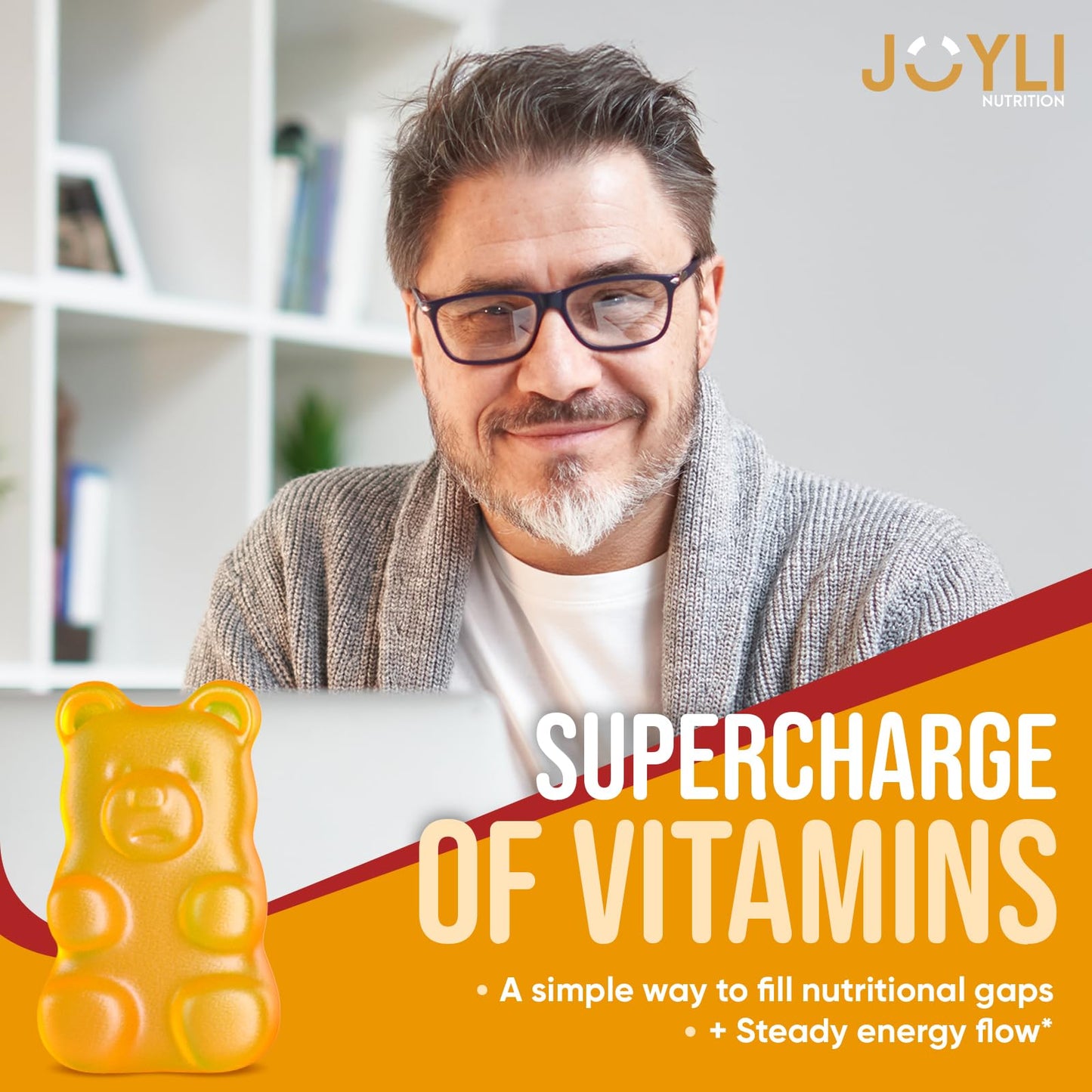 JOYLI Nutrition Joyli Superfruit Gummies - Sugar-Free Fruit Multivitamin for Adults - Natural Gummy Vitamins for Women & Men with Goji, Elderberry, Vitamins A, C, D & E - Supports Immunity, Digestion & Energy, 60 Count