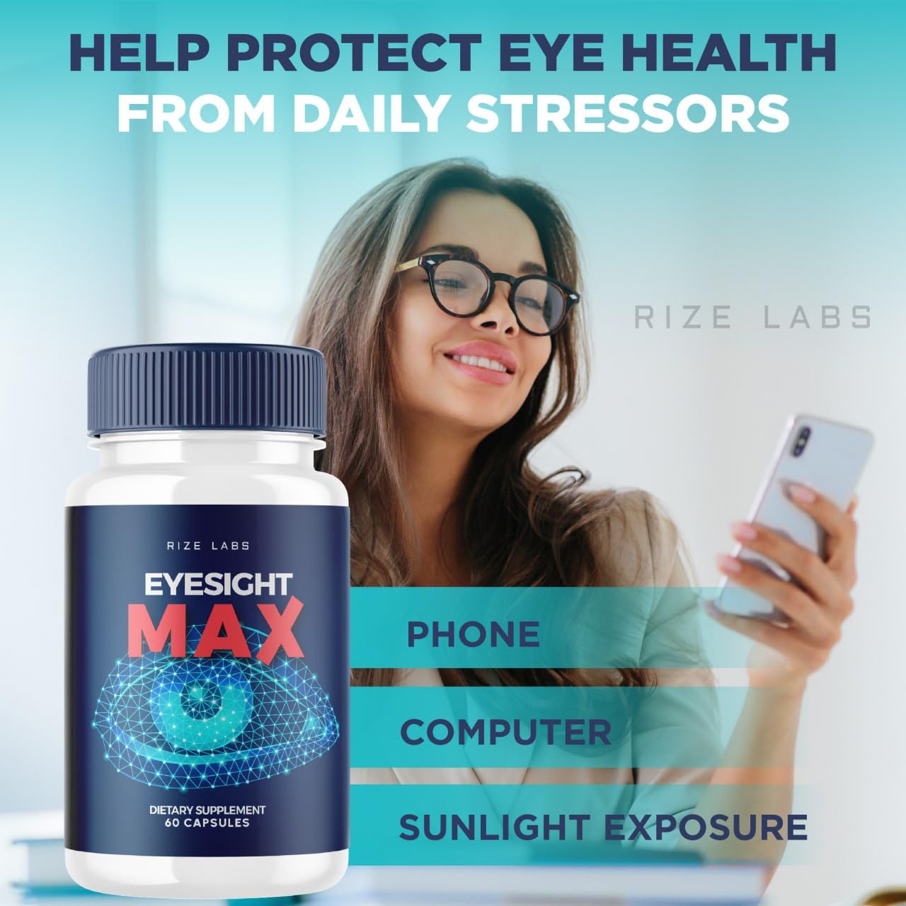 Rize Labs Eyesight Max Vision Supplement, 180 Capsules