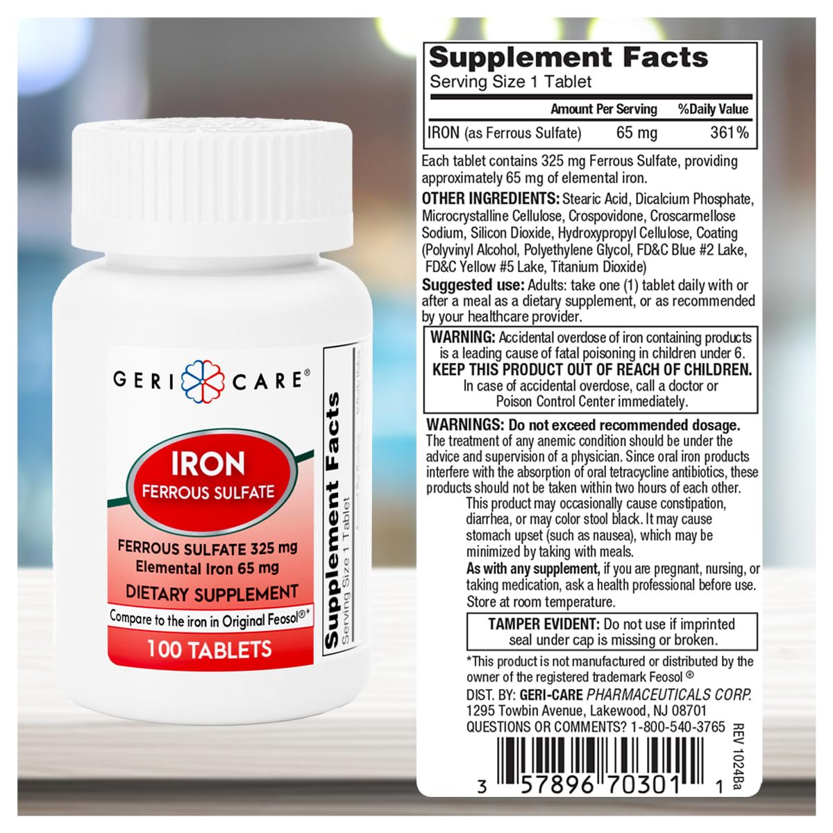 GeriCare Ferrous Sulfate Tablets 200 Tablets