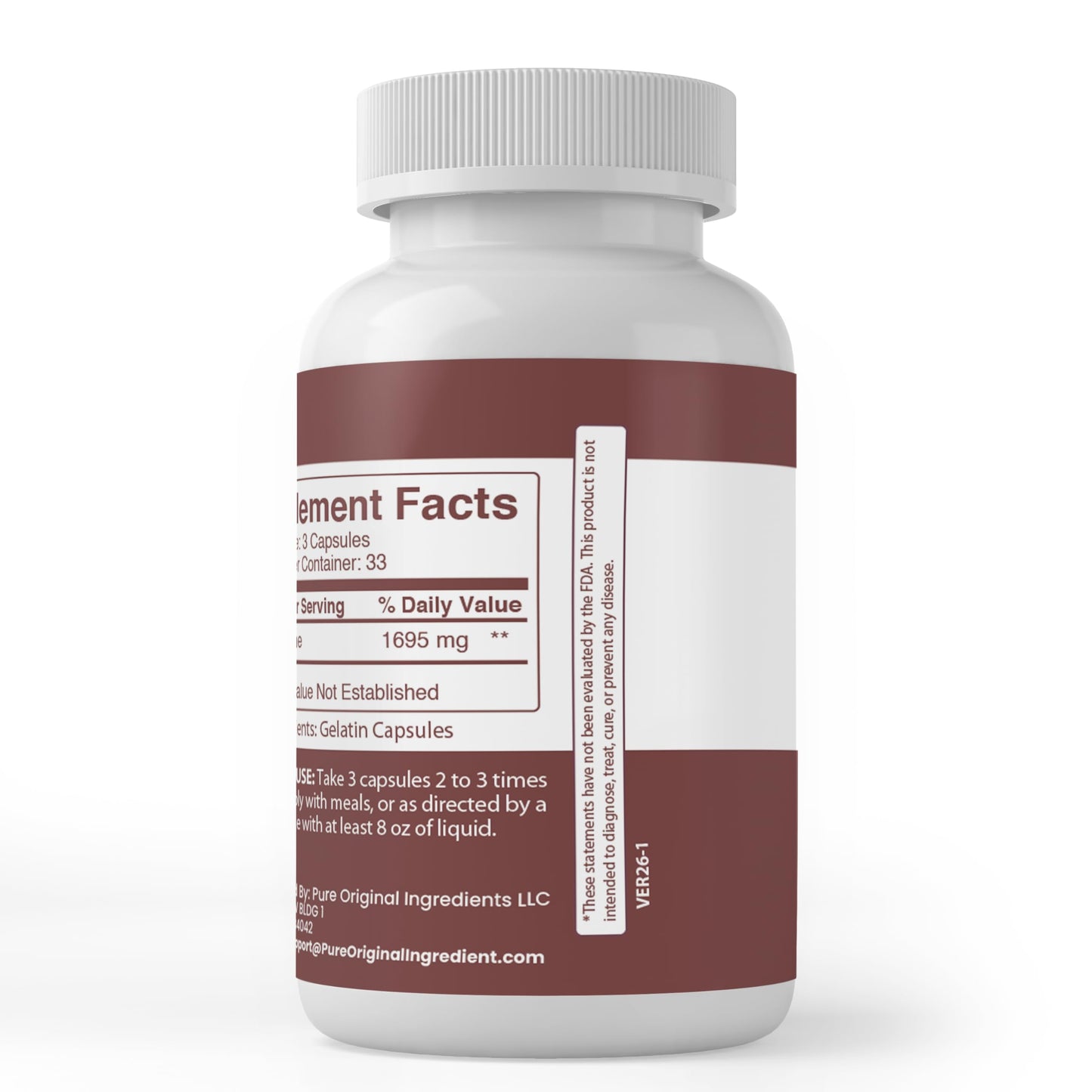 PURE ORIGINAL INGREDIENTS Beta Alanine Capsules 100