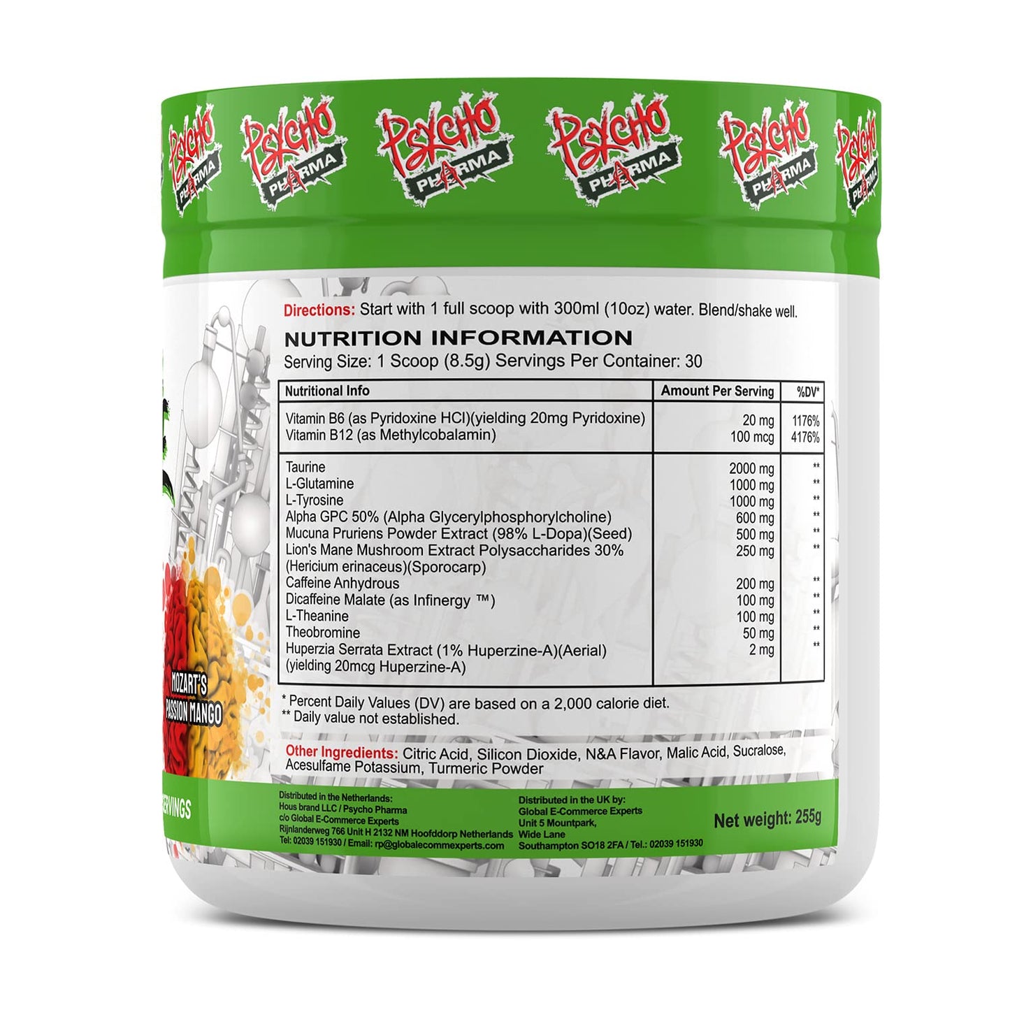 Psycho Pharma Infinite Brain Nootropic Game Changer Powder, Mozart's Passion Mango, 8.99 Ounce (Pack of 1)